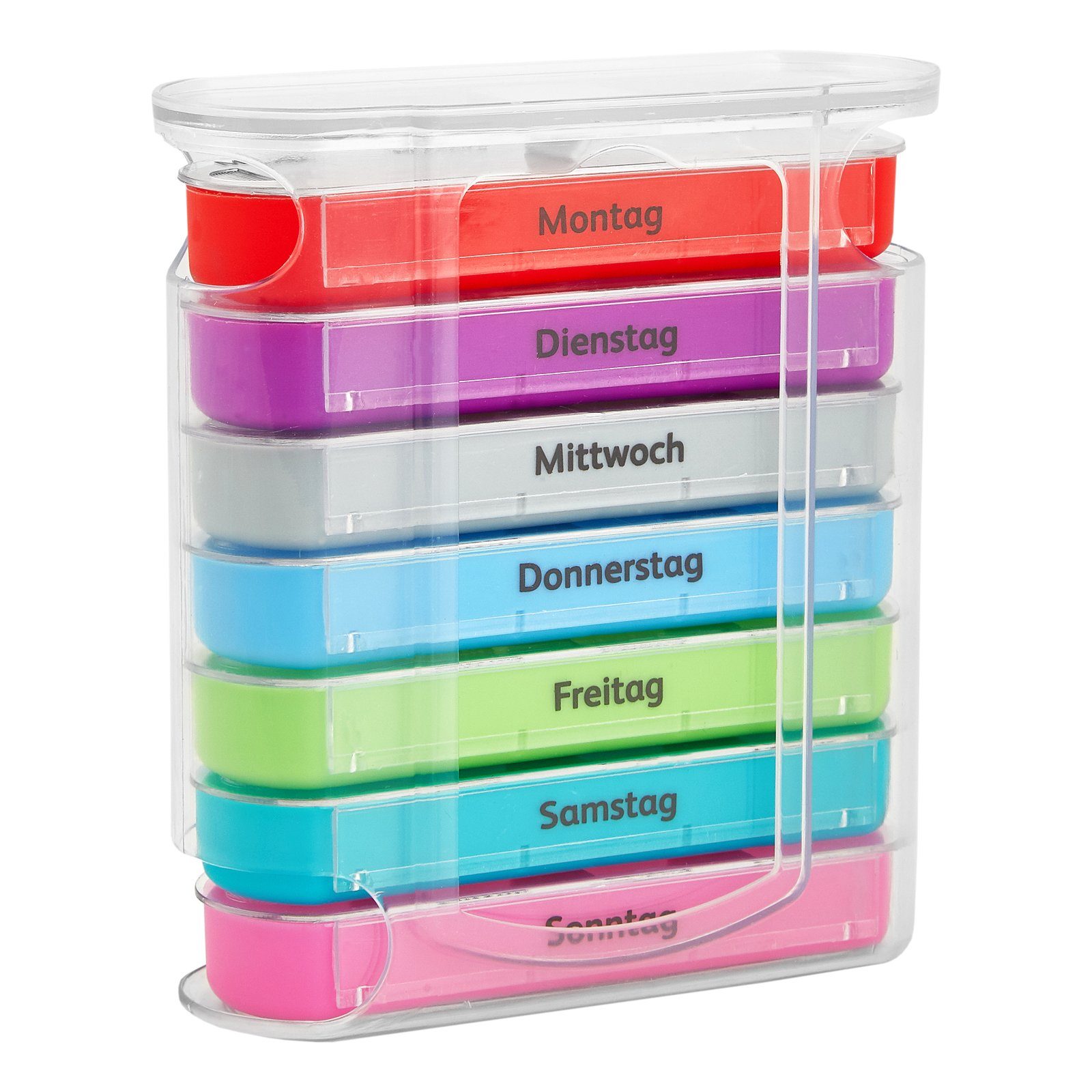 Wellgro Pillendose Tablettenbox für 7 Tage, je 4 Fächer pro Tag
