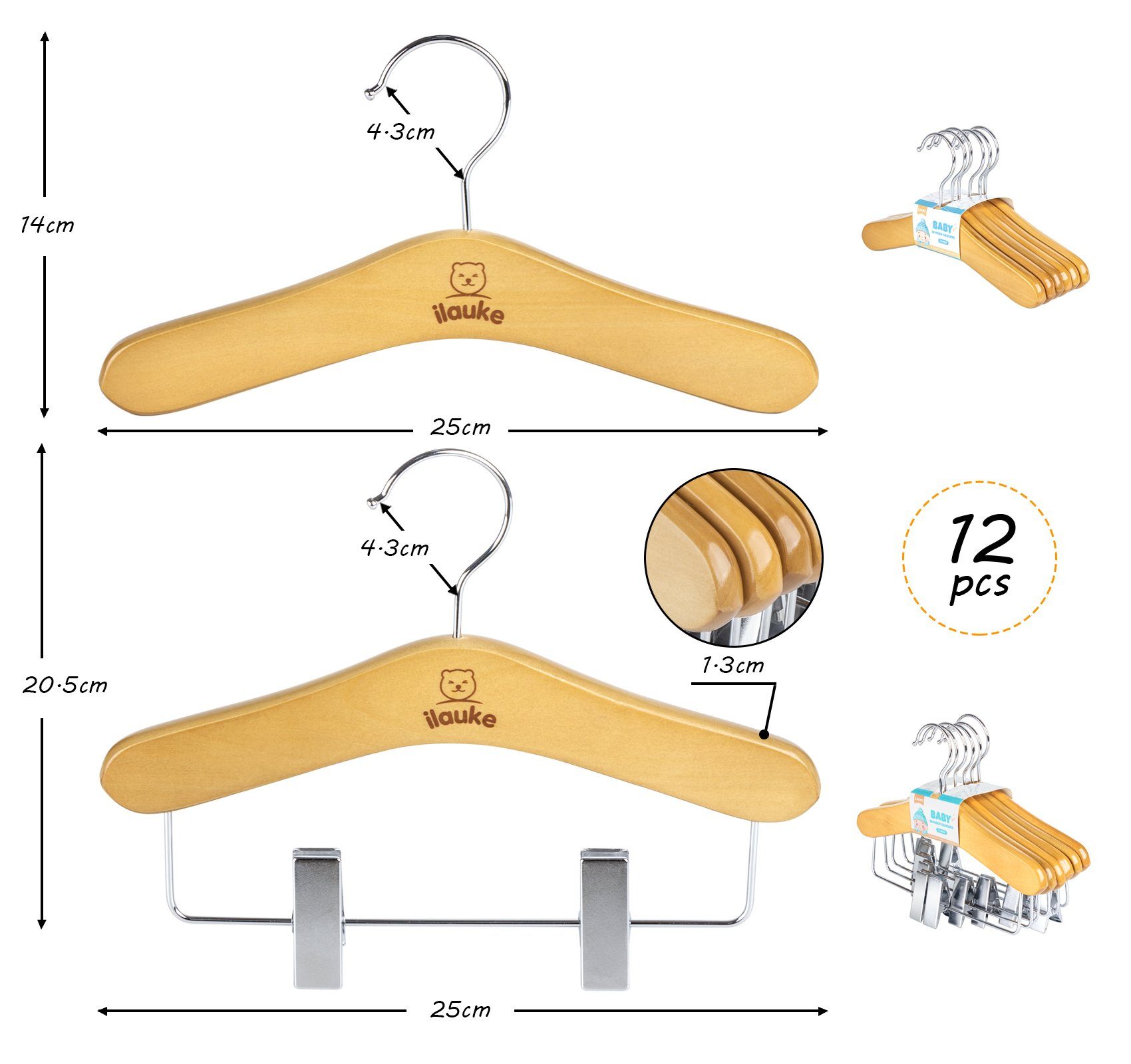 Homewit Kleiderbügel 12tlg Holz Kinderkleiderbügel Baby günstig online kaufen