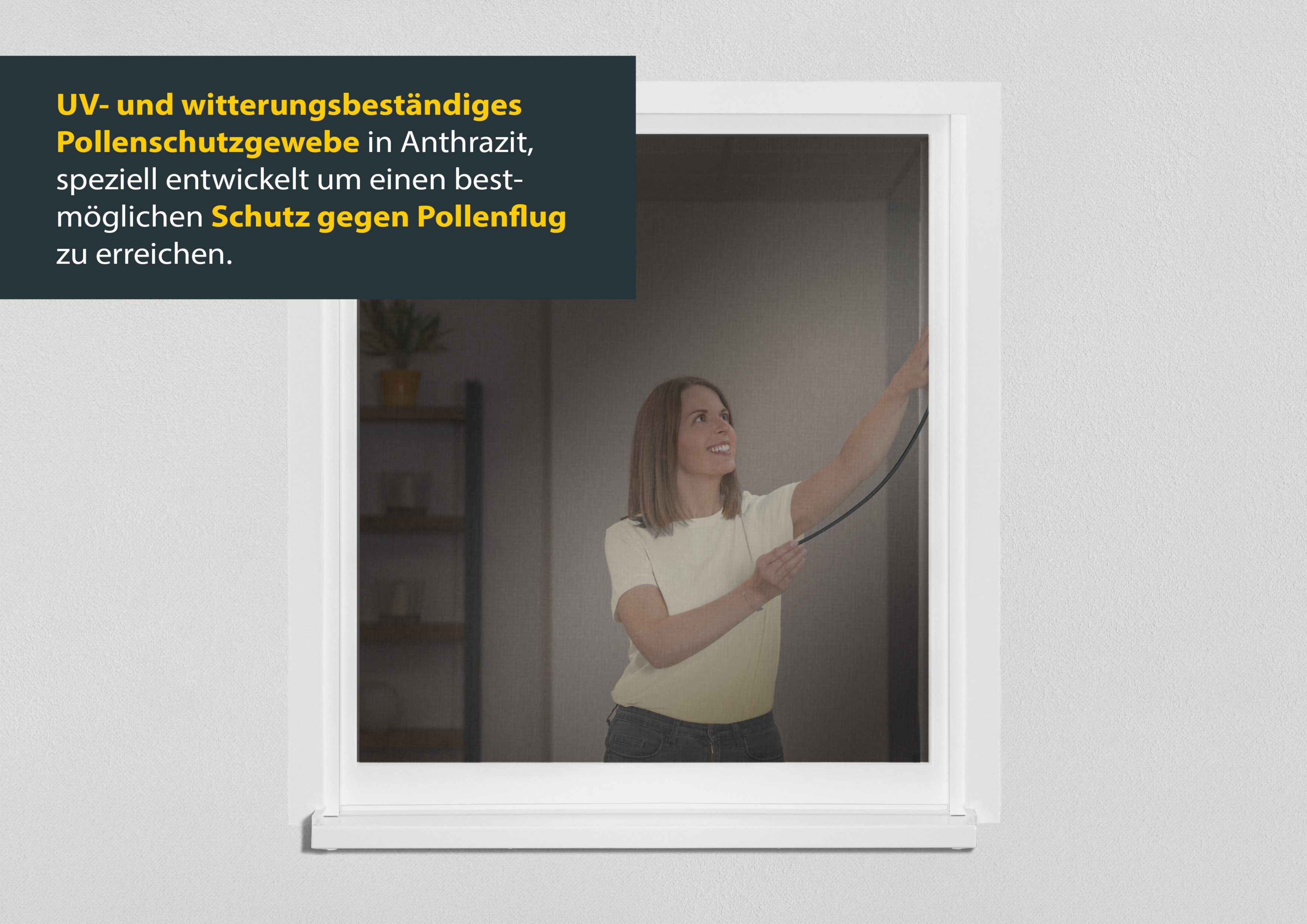 SCHELLENBERG Fliegengitter-Gewebe mit Pollenschutz für Fenster, (Set, 1-St), Insektenschutz, einfache Klebe-Montage, 130 x 150 cm, anthrazit