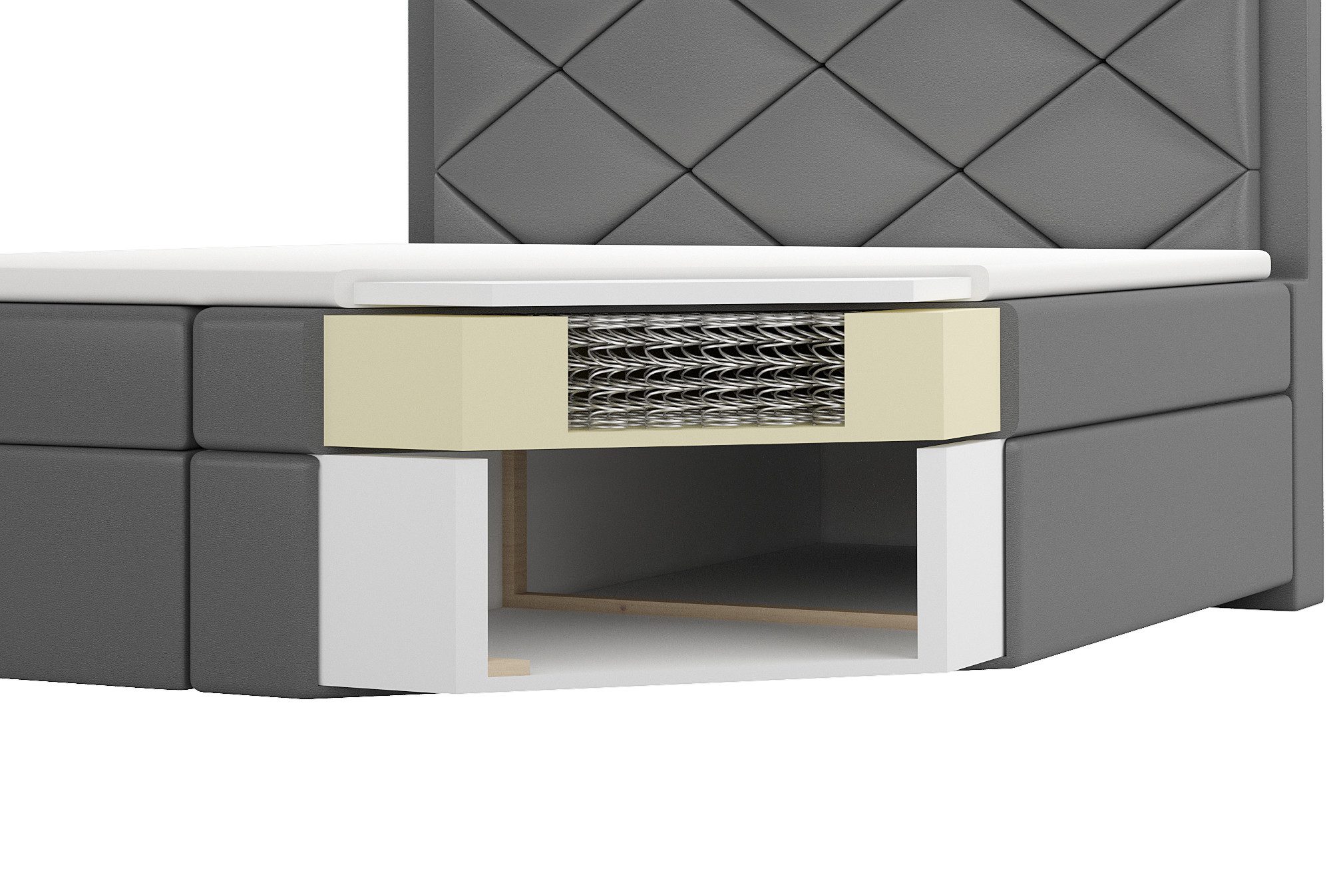 A&J MöbelLand GmbH Boxspringbett BERA mit 2 Bettkästen, Bonell-Matratze und Topper. (Boxspringbett mit Bettkasten und gepolstertem Kopfteil. Inclusive Topper!, TOP ANGEBOT), Länge 208 cm Höhe 106 cm