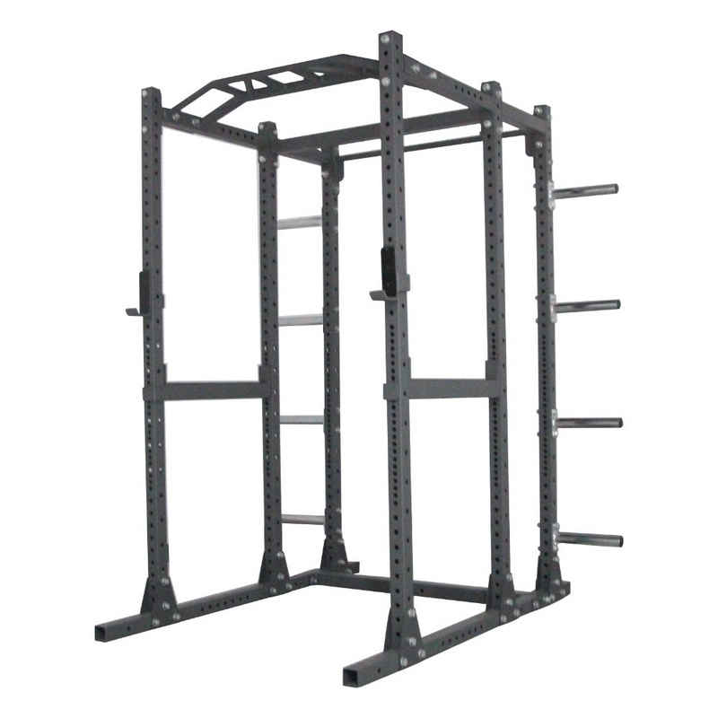 SF SUPRFIT Power Rack Rigmor - multifunktionale Krafstation inkl. J-Cups & Safety Spotter, Klimmzugstange, 8 Sleeves für Gewichtsscheiben, graue Pulverbeschichtung