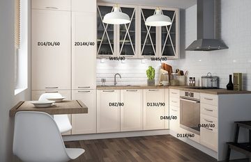 Feldmann-Wohnen Winkelküche Tivoli, 285x210 weiß cremeweiß matt Teilauszug