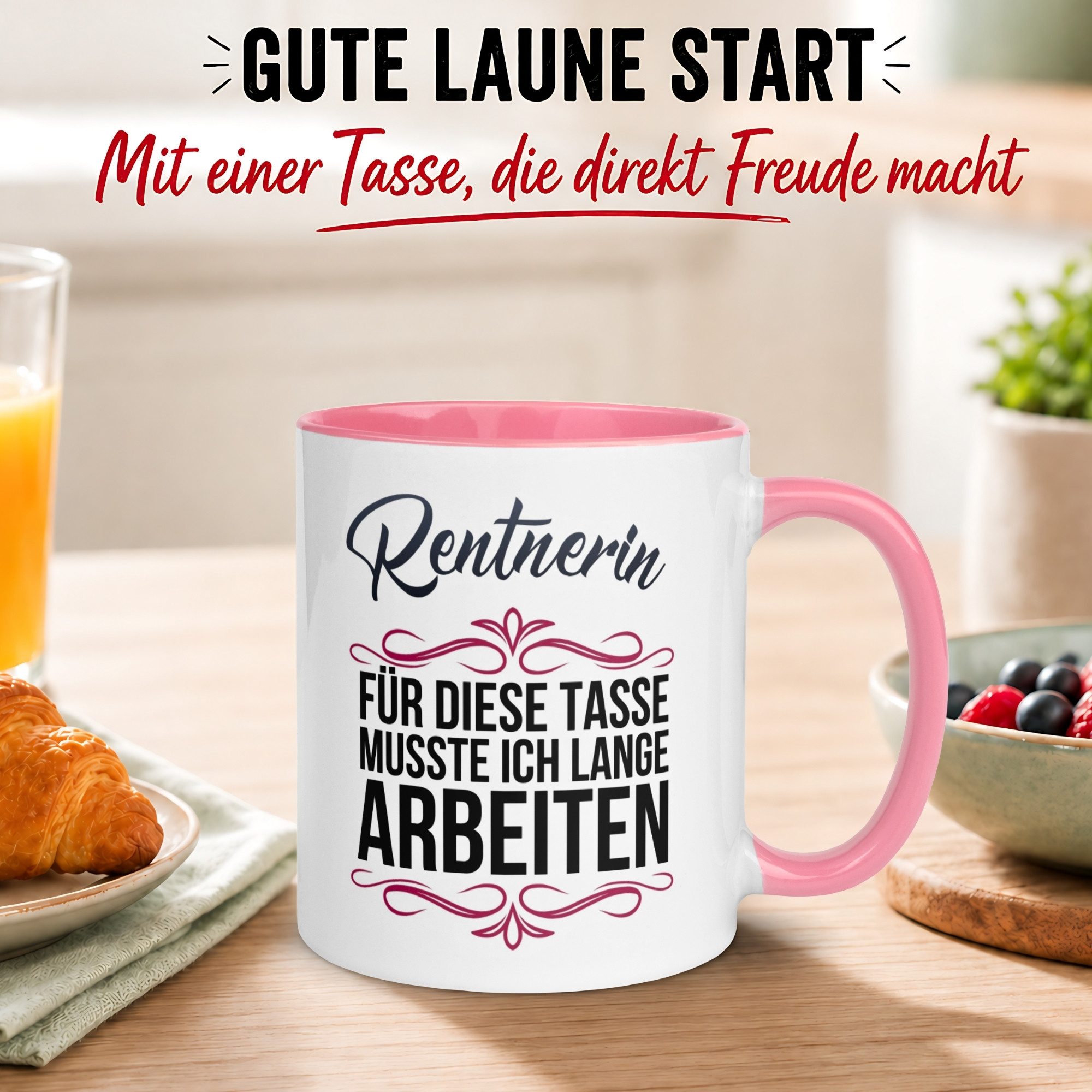 Momentals Tasse Rentnerin – „Dafür musste ich lange arbeiten“ – Geschenk Rente Frau, Gratis Versand · Links-&Rechtshänder · Spülmaschinenfest