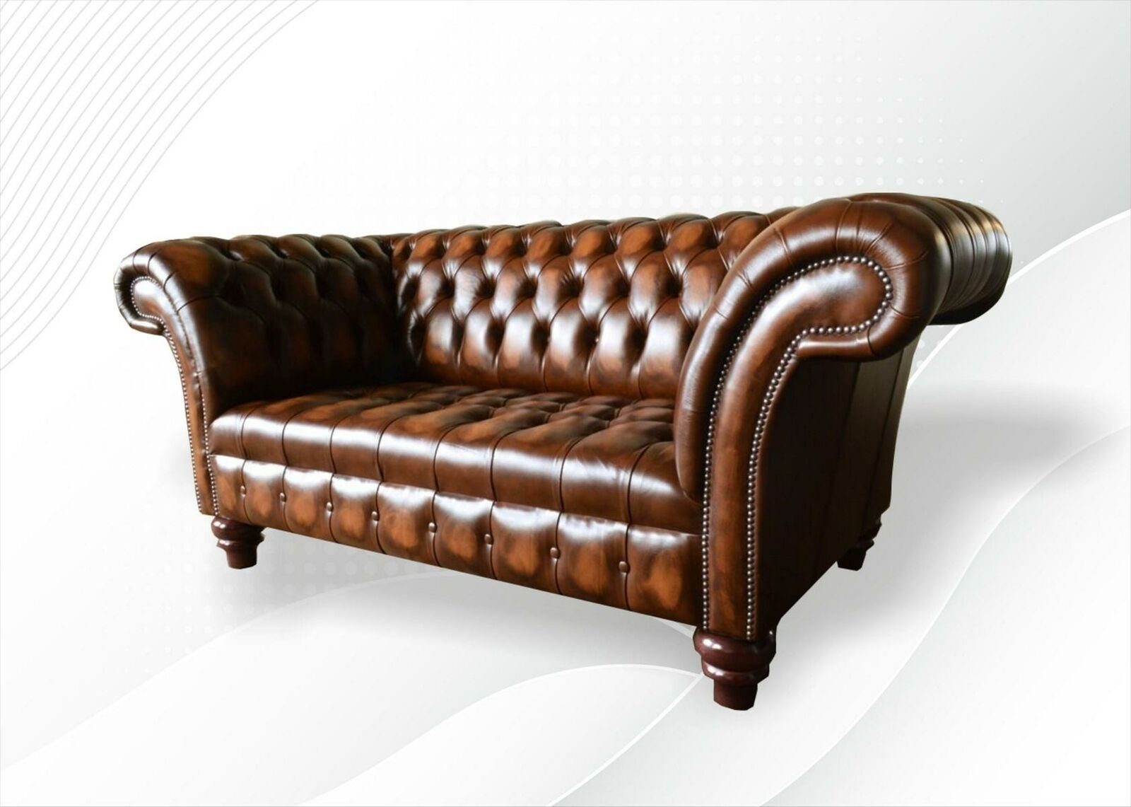 Sitzer Sofas Braun Design Wohnzimmer Chesterfield-Sofa, JVmoebel Couch Sofa 2 Polster Chesterfield