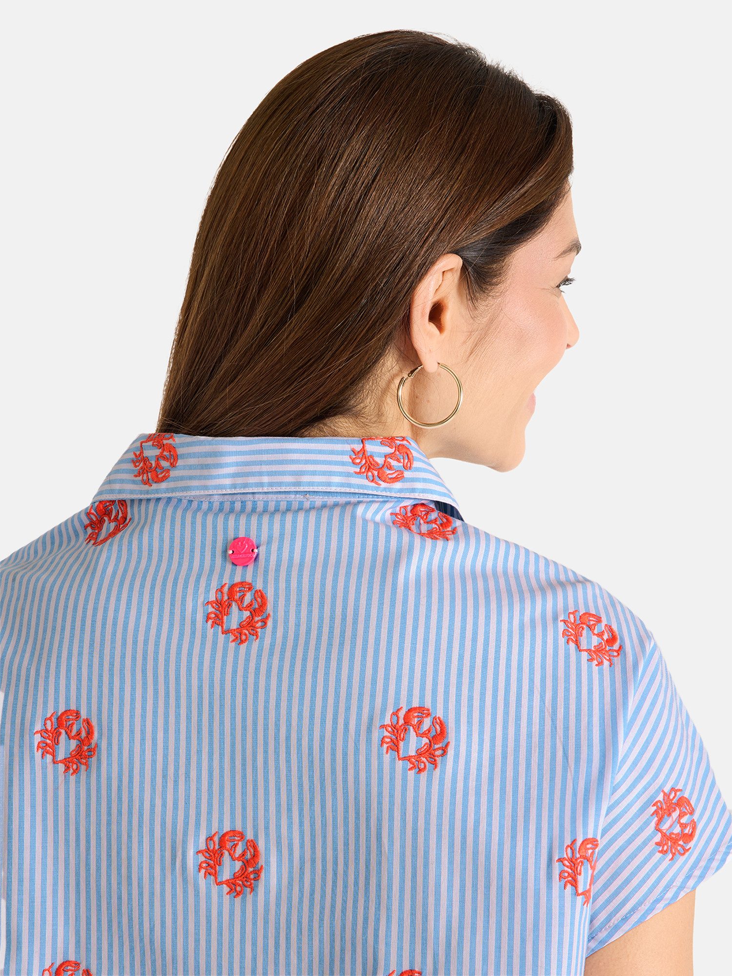 Lieblingsstück Hemdbluse RiyaL mit Knoten-Detail, kontrastfarbene Stickereien