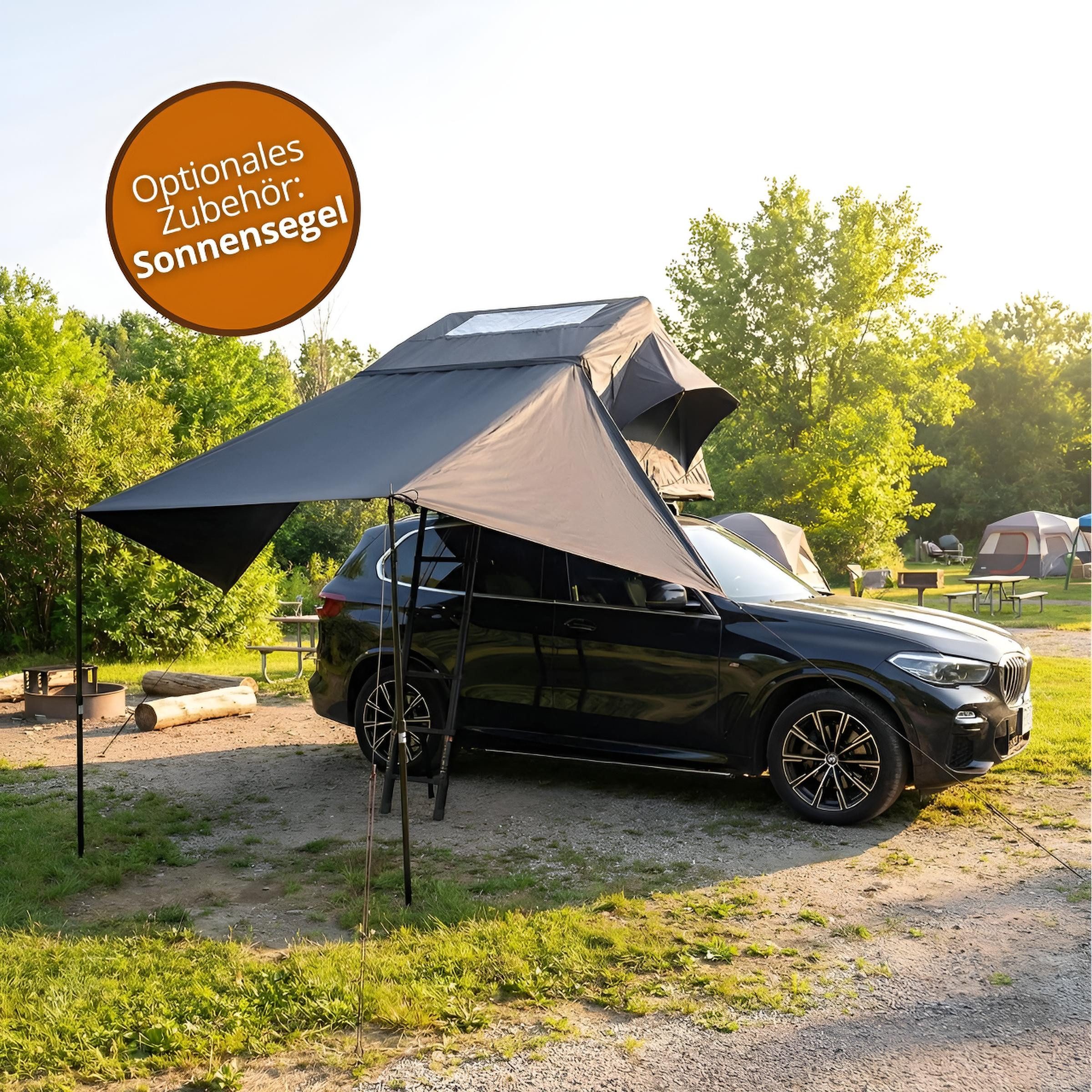 TZIpower Dachzelt Autodachzelt Grau/Schwarz Softcase Dachzelt 2 Größen opt. Sonnensegel, Personen: 4