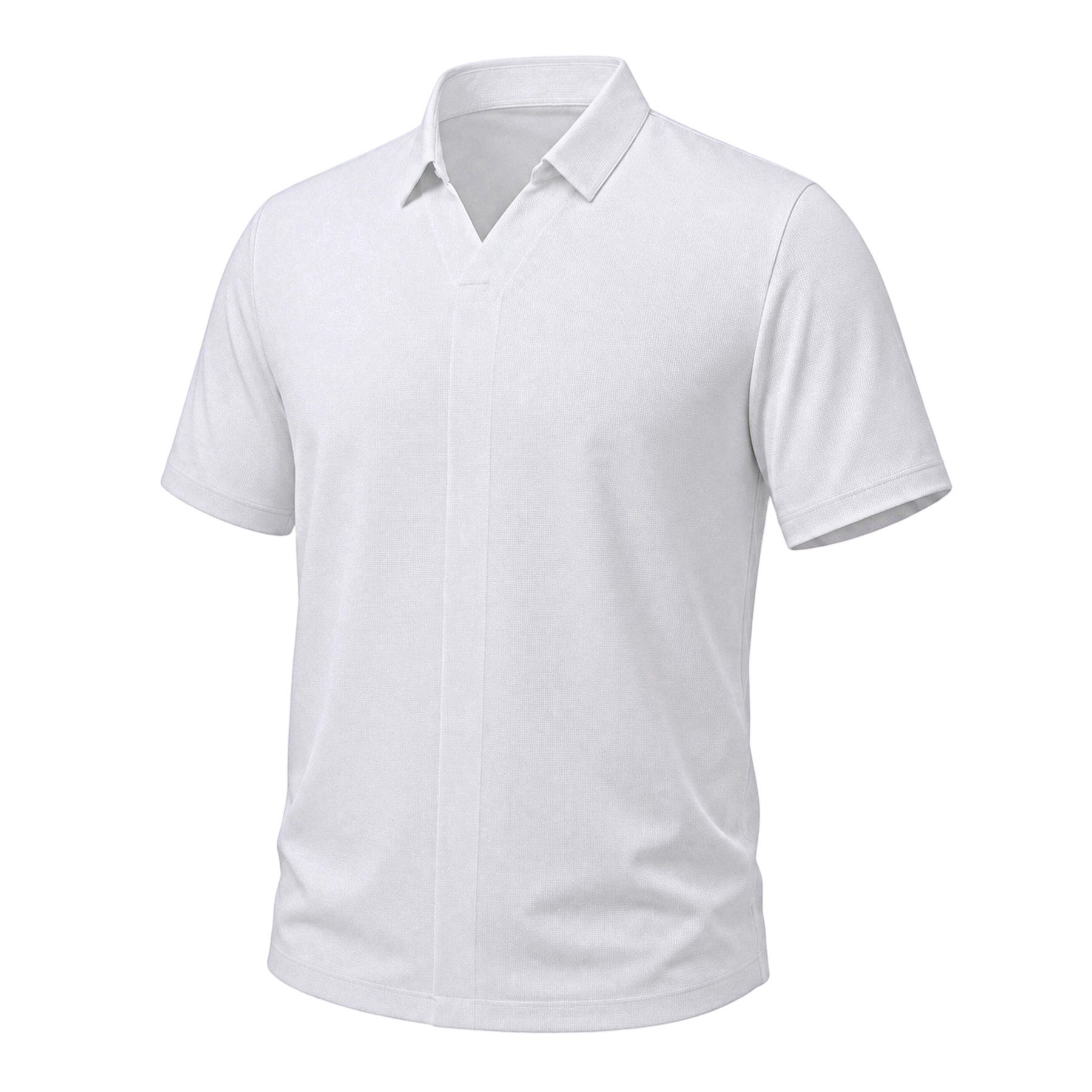 Allthemen Poloshirt Herren Waffelstruktur Poloshirt mit V-Ausschnitt Reverskragen Kurzarm