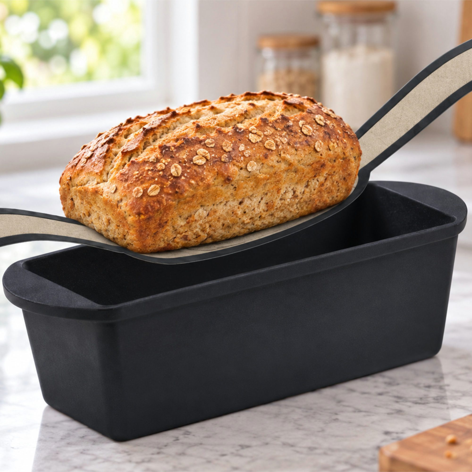 Mahlzeit Topf-Set Gusseisen Brottopf Set pre-seasoned, 3,2 Liter, mit Gärkörbchen, Gusseisen, Thermoresistent bis +450 °C – Bild 2 von 5