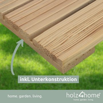 holz4home Holzfliesen Holz Fliese Aus Kiefernholz I 95x95 cm I Witterungsbeständig