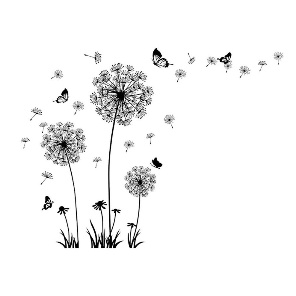 Blusmart Wandtattoo Wandaufkleber Löwenzahn schwarz (Selbstklebend, günstig online kaufen
