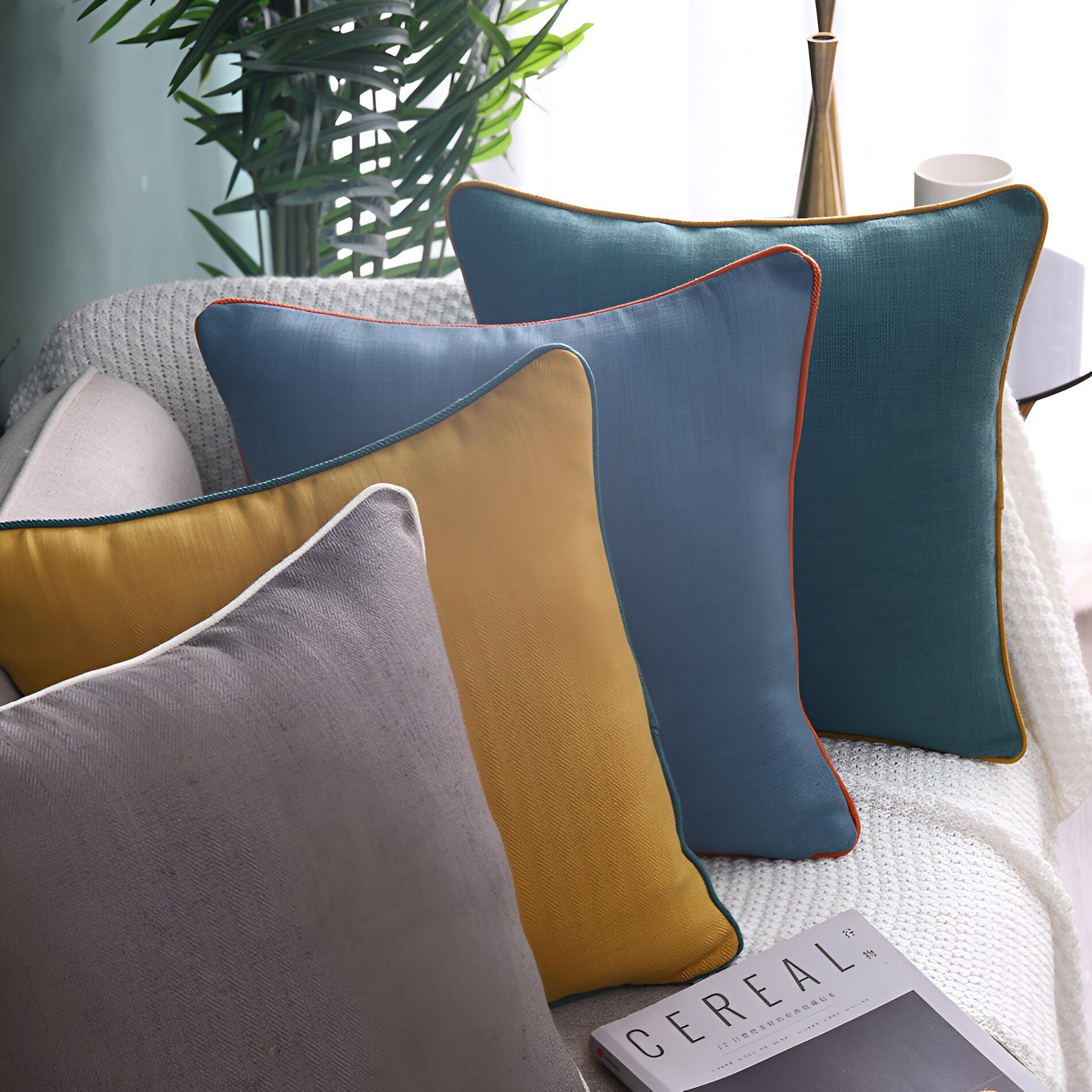 Interior by Hakito Dekokissen 2er Set Kissenbezug inklusive Füllkissen Lein günstig online kaufen