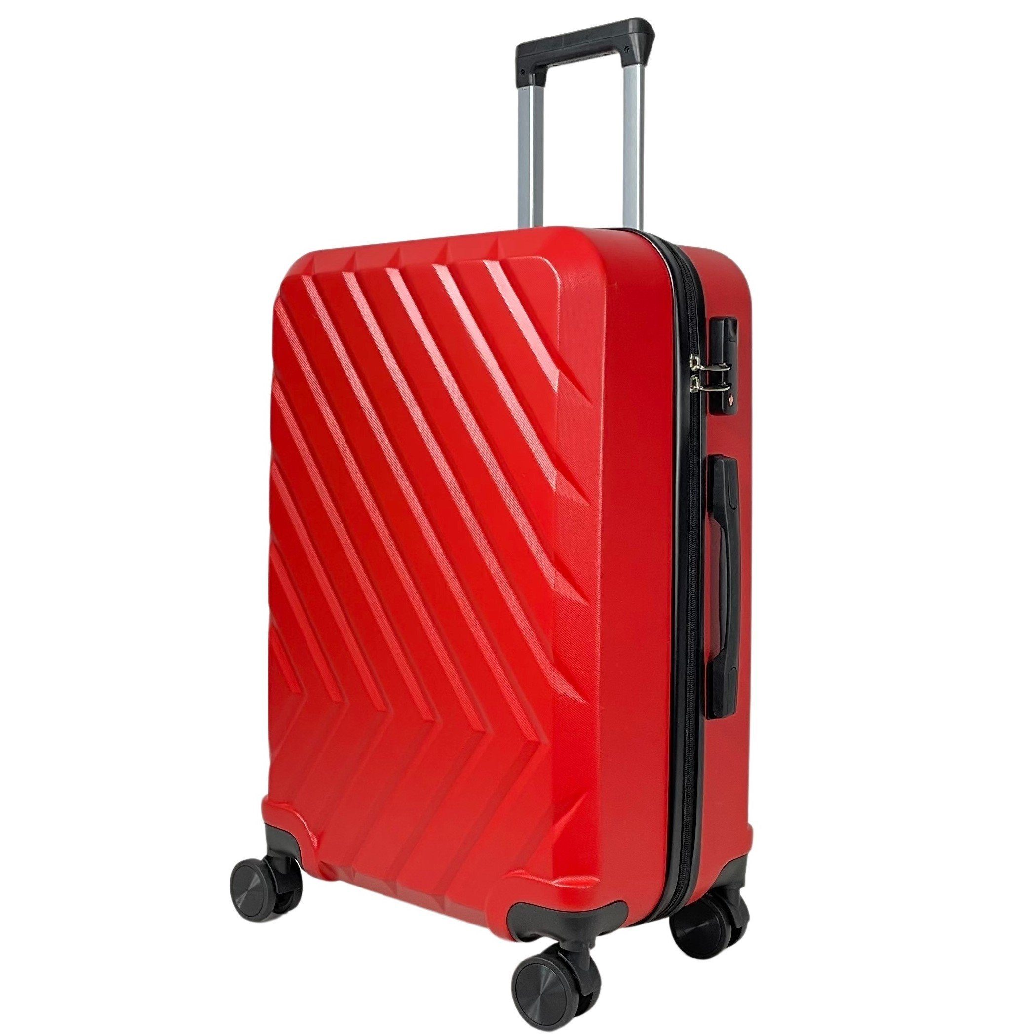 MTB Koffer Hartschalenkoffer ABS Reisekoffer (Handgepäck-Mittel-Groß-Set) Rot | Koffer