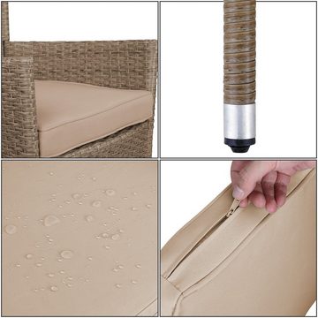 Casaria Sitzgruppe, (17-tlg), Polyrattan WPC Esstisch Eckbank Gartenstühle 15cm Kissen 7cm Auflagen