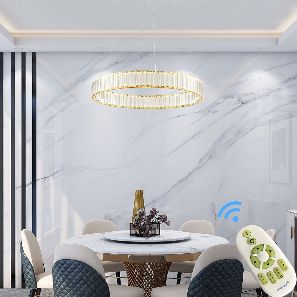 Euroton LED Pendelleuchte LED Pendelleuchte große Kristall Fernbedienung Li günstig online kaufen