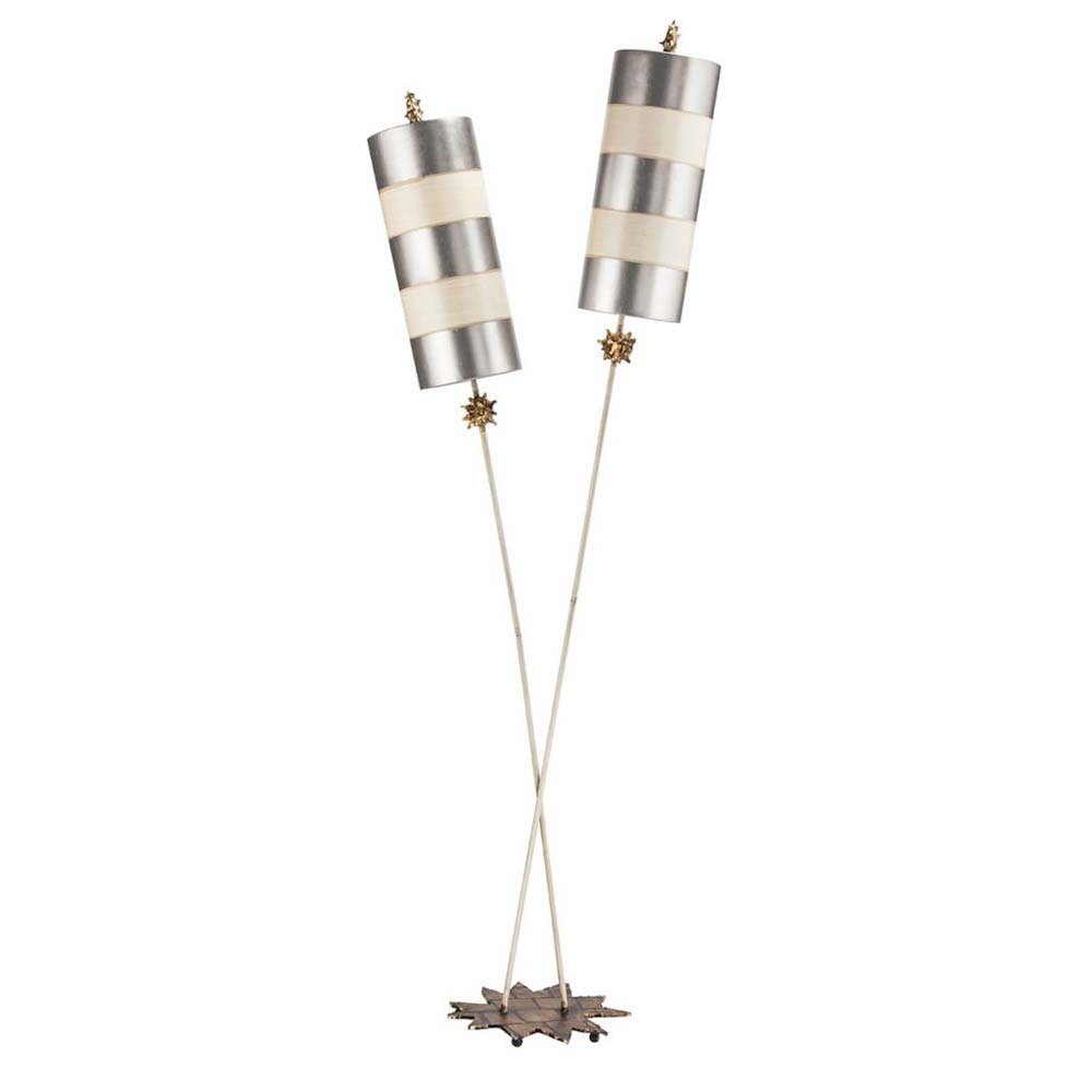 etc-shop Stehlampe, Leuchtmittel nicht inklusive, Stehlampe Stehleuchte Wohnzimmerlampe Stahl Beige Silber H 198,1 cm 2