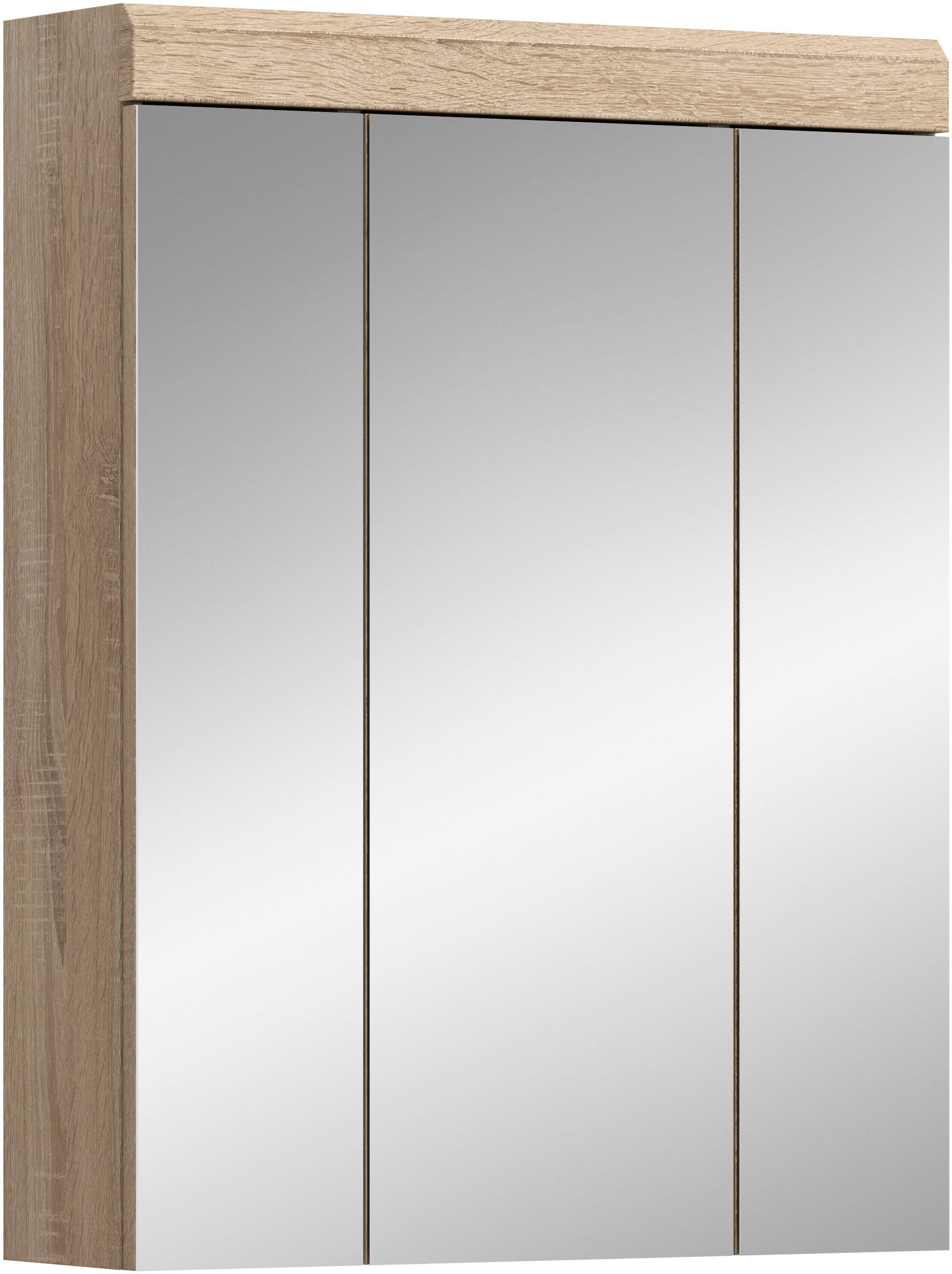 welltime Badezimmerspiegelschrank SIENA, Breite 60cm, 3 Spiegeltüren, 9 Fächer, 6 Einlegeböden (1-St., TOPSELLER) in verschiedenen Farben erhältlich, Badmöbel, Spiegel, Badschrank, Bad