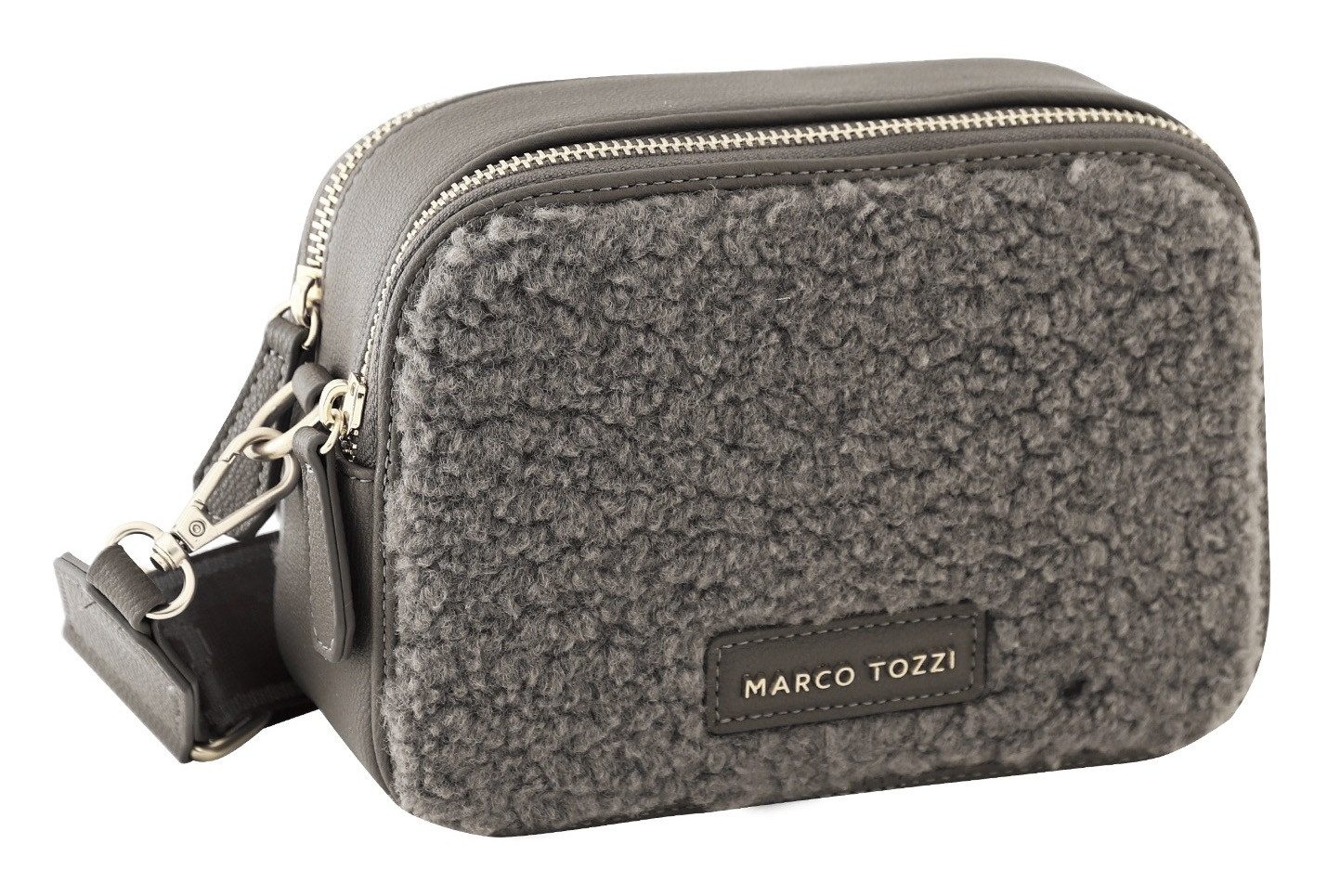 MARCO TOZZI Umhängetasche, Damen Kamerabag, Minibag im Teddy-Look