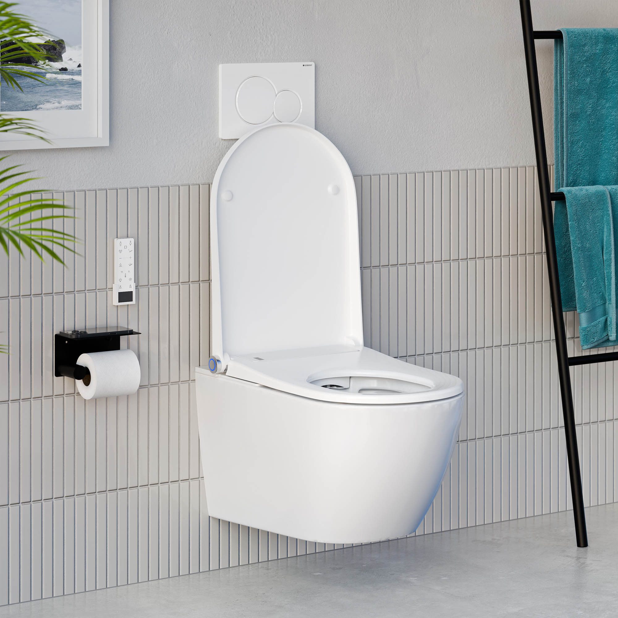 Bernstein WC-Komplettset Dusch-WC PRO+ 1102, Wandmontage, (Vorwand-Set 4-St. WC, Vorwandelement, Betätigungsplatte, Wasseranschluss-Set), Mit Geberit Duofix Vorwandelement