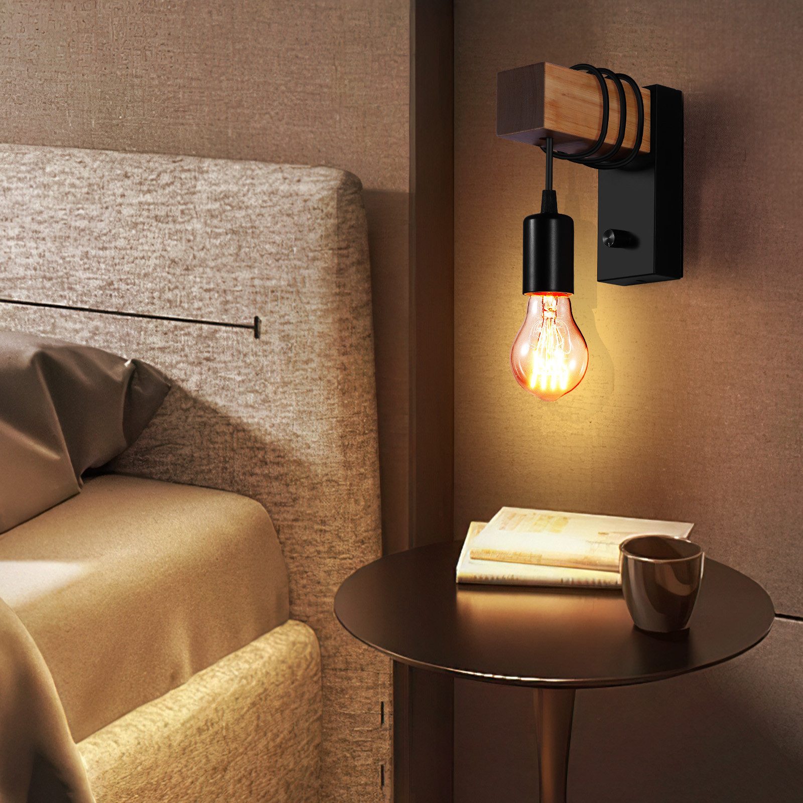 BlingBin Wandleuchte Innen Vintage Wandlampe, Schwarz günstig online kaufen