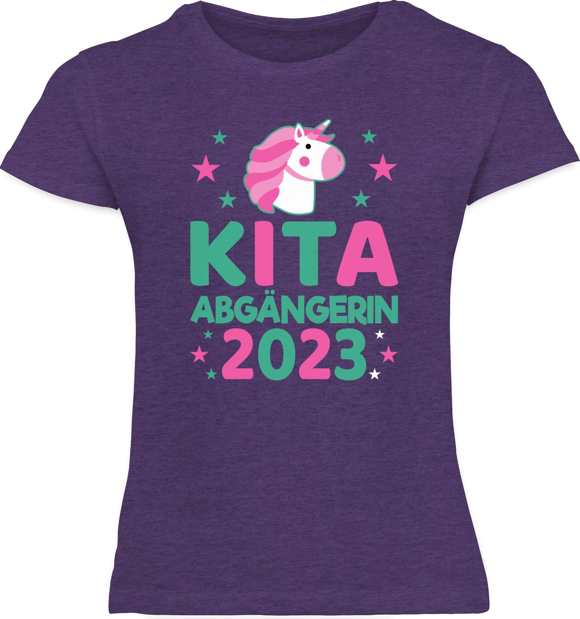 Sterne Mädchen rosa/türkis Lila 1 Shirtracer 2023 Einhorn T-Shirt Einschulung Abgängerin Kita Meliert