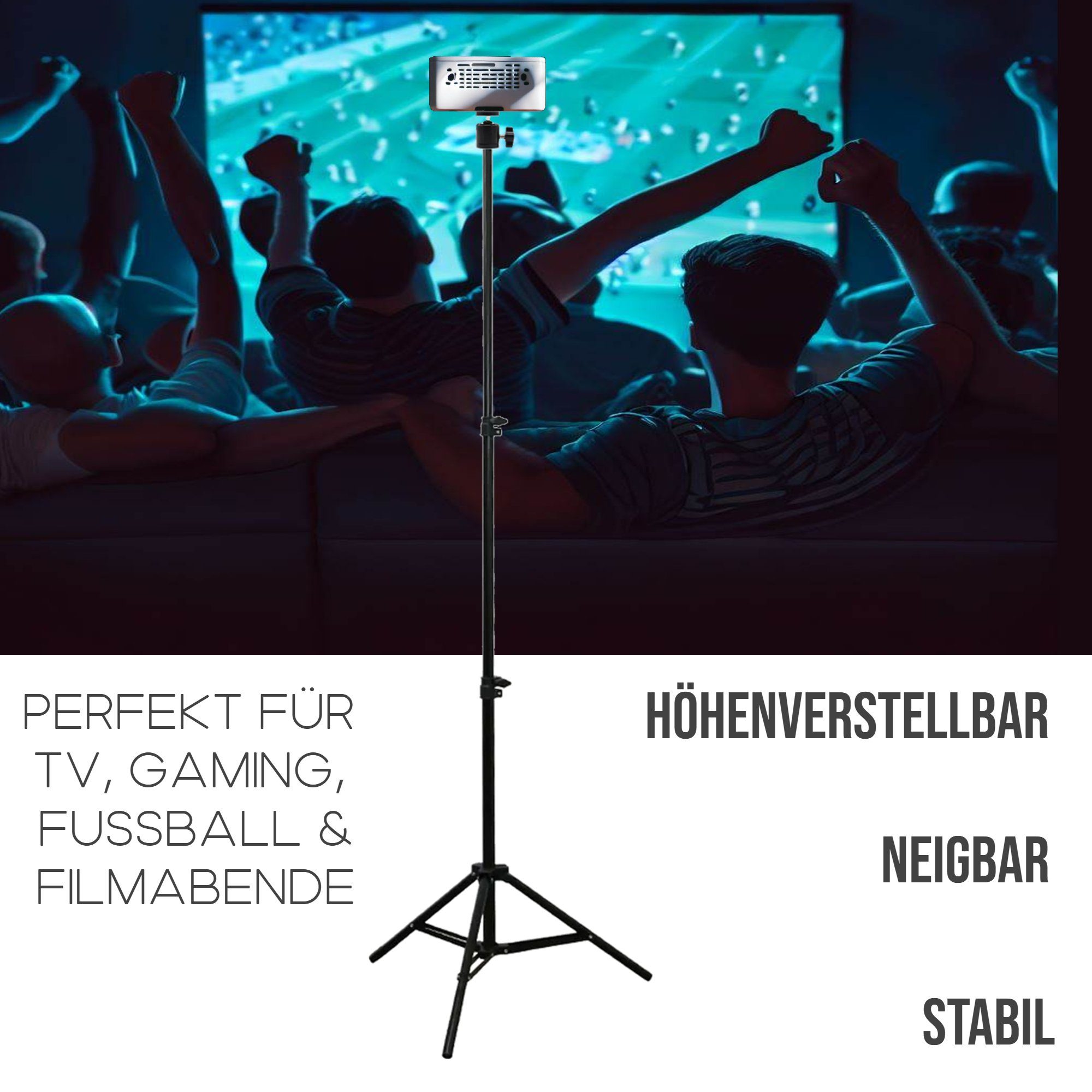 TronicXL Beamer-Standfuß 210cm Stativ Ständer für Mini Beamer Anker Nebula Capsule Halterung
