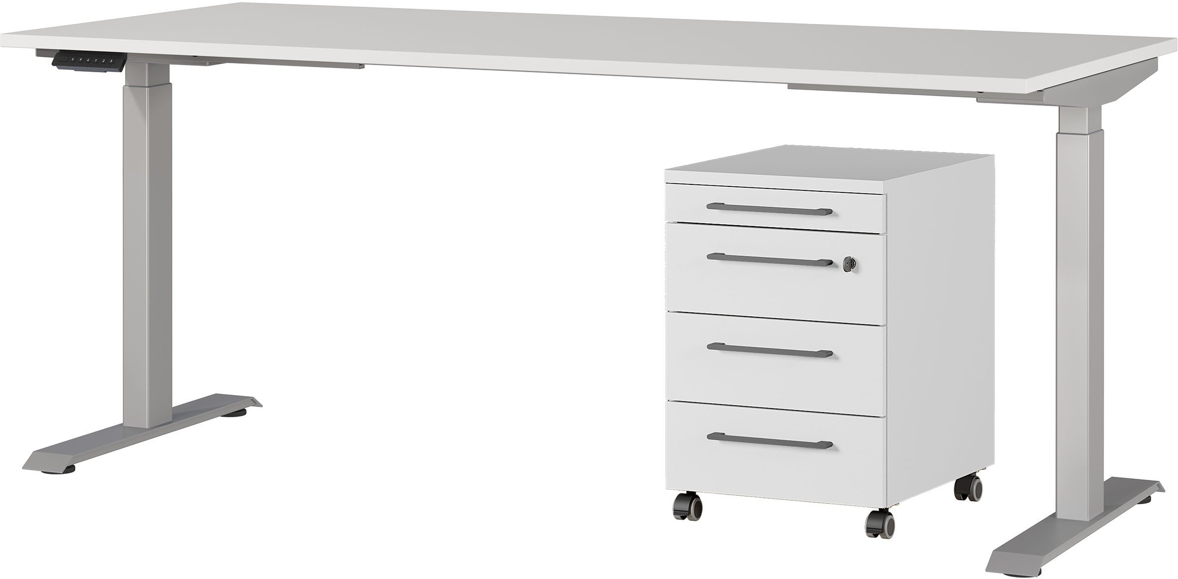 GERMANIA Büromöbel-Set Agenda, (2-tlg., 2-tlg), Set bestehend aus höhenverstellbarem Schreibtisch und Rollcontainer