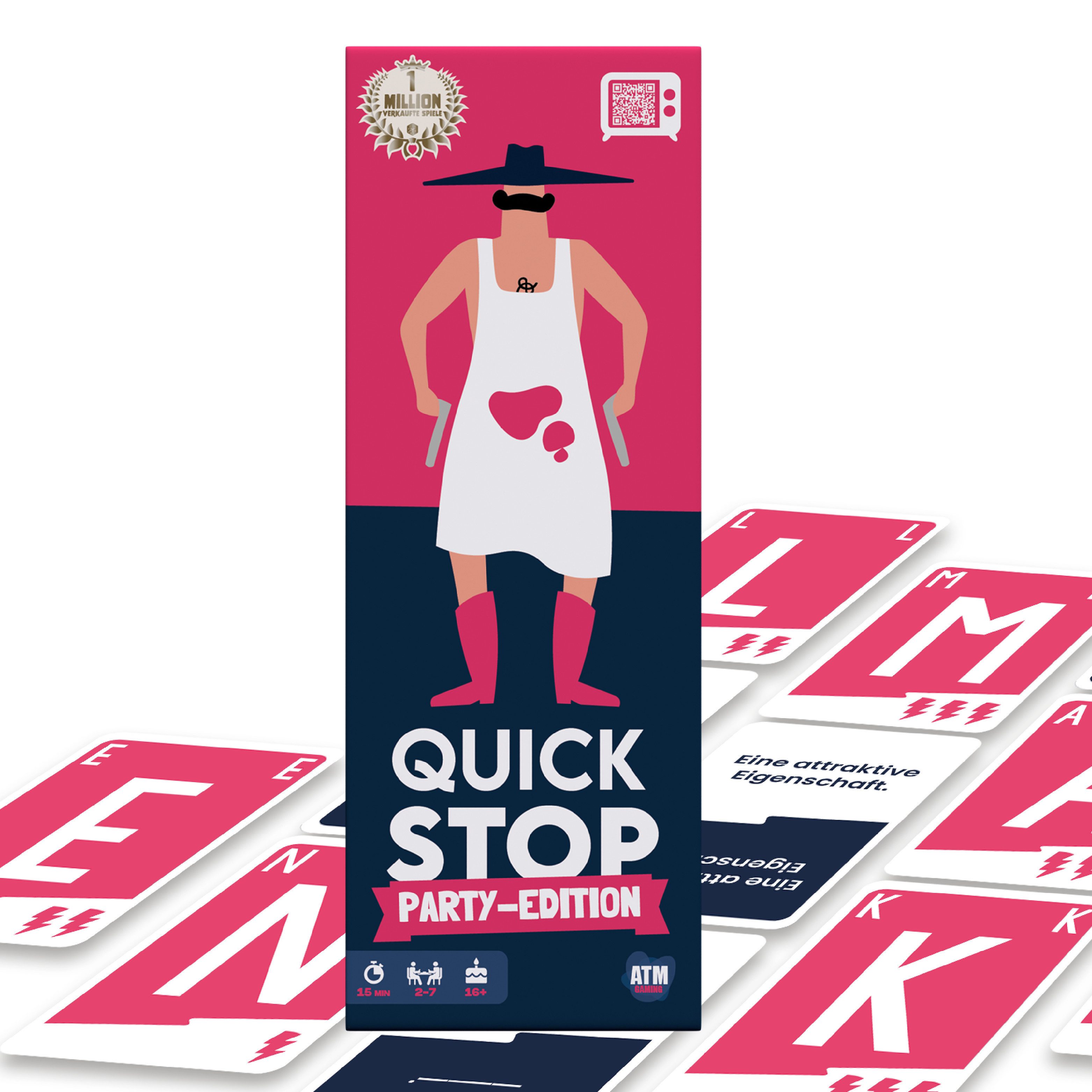 ATM GAMING Spiel QuickStop - Das Buchstaben-Duell - Familien-Edition, Partyspiel, Kartenspiel, Reisespiel, Gesellschaftsspiel