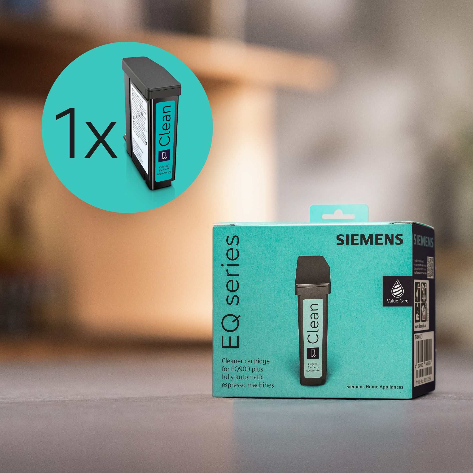 SIEMENS TZ800Z1, Reinigungskartusche Entkalker (1-St. Kaffeeöl-Rückstände entfernen, optimiert für autom.Reinigung EQ900plus)