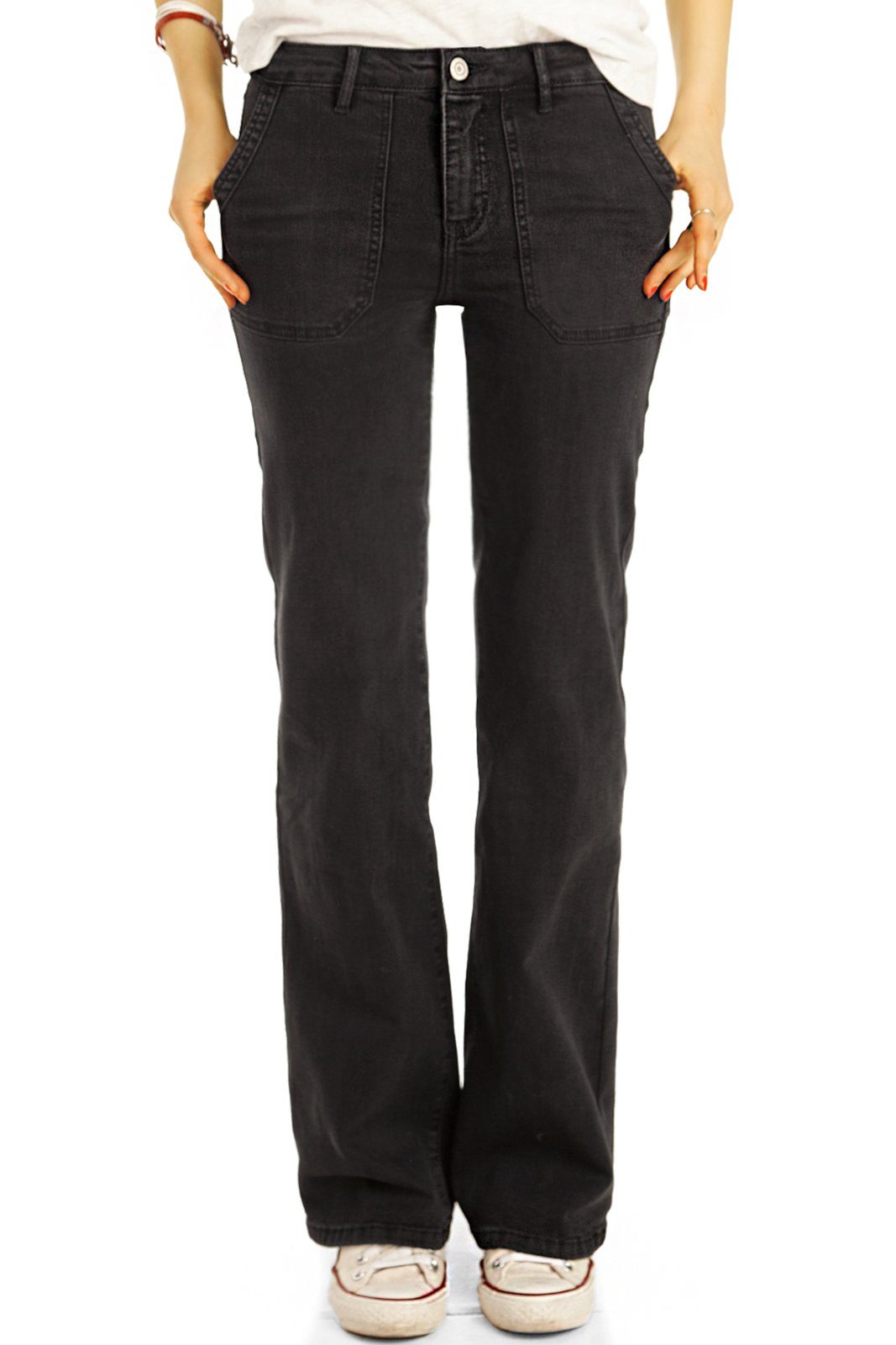 be styled Bootcut-Jeans Bootcut Jeans, medium waist Hosen straight Passform - Damen - j31k mit Stretch-Anteil, 5-Pocket-Style schwarz