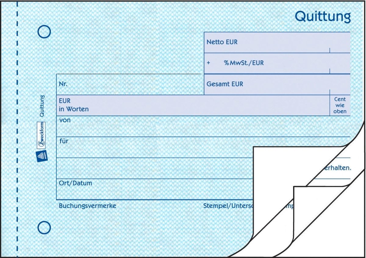 Formularblock Formularbuch Quittungen A6 mit MWST 3x50 Blatt