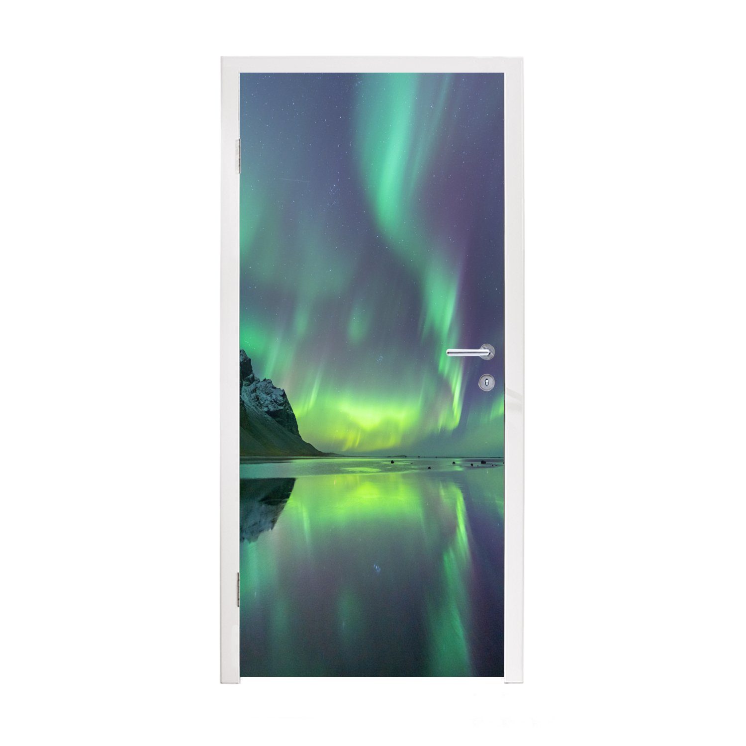 Meer, Nacht MuchoWow für Aurora (1 St), 75x205 Türtapete - Türaufkleber, cm Tür, - bedruckt, Fototapete Matt,