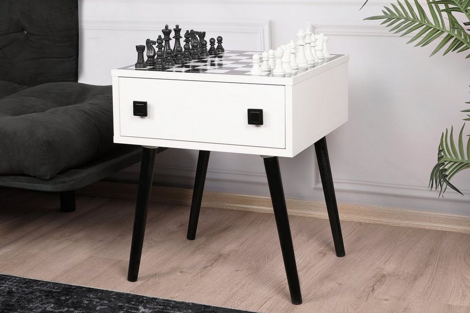 Skye Decor Couchtisch Chesso KLN, Weiß,Schwarz, 60x50x50 cm