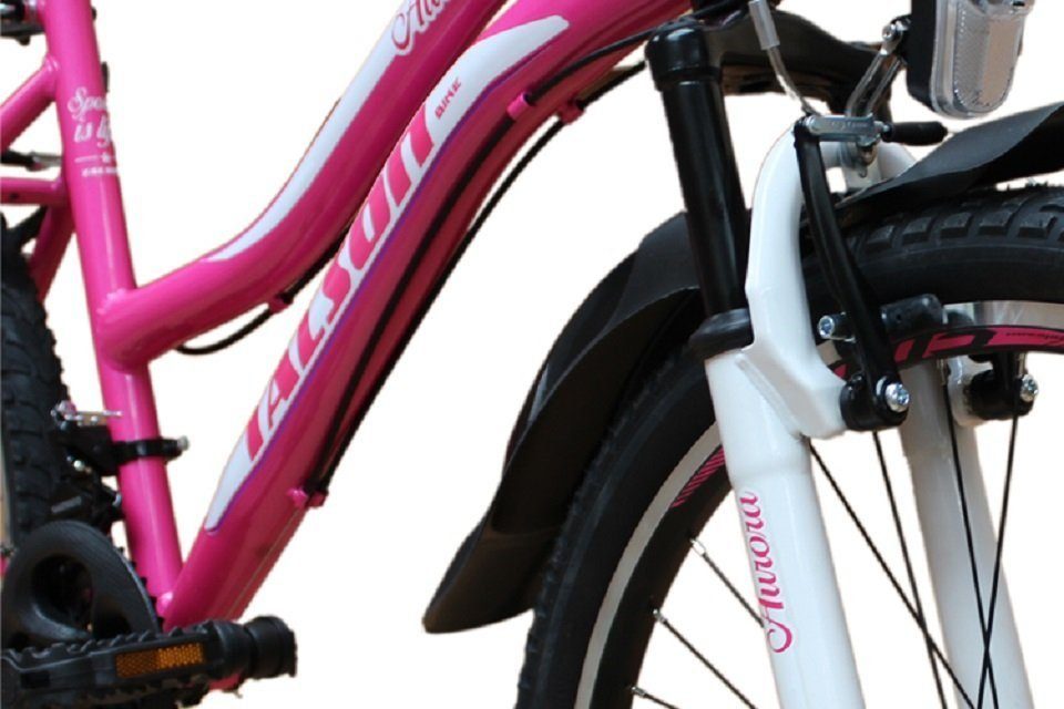 Talson Mountainbike 26 Zoll Fahrrad mit, 21 Gang Shimano, Kettenschaltung, mit Beleuchtung nach StVZO und Gabelfederung Rosa