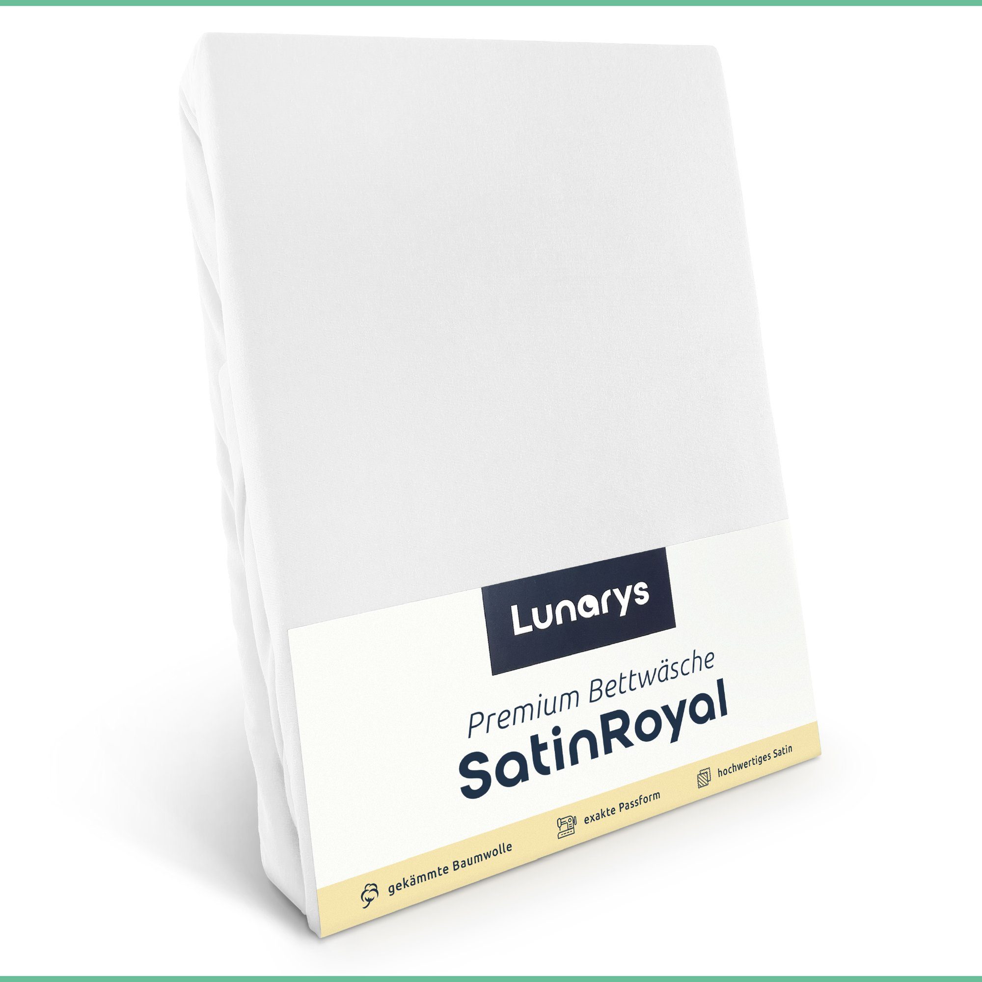 Bettwäsche SatinRoyal, Lunarys, Luxus Satin Bettwäsche - 160 g/m² - Weiß - 220x240 cm - 3-teilig