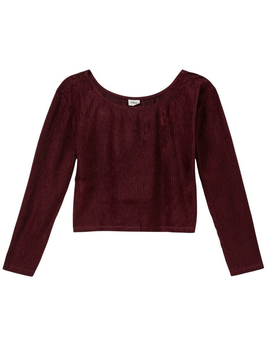 Langarmshirt Cropped-Shirt samtige Struktur