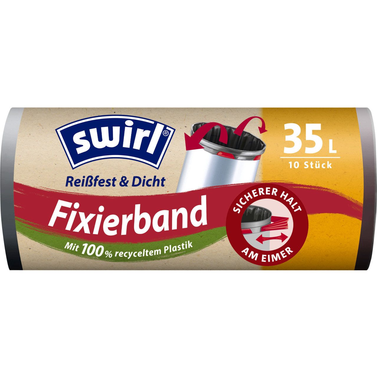 Swirl Müllbeutel Swirl® Fixierband-Müllbeutel 35 L Reißfest & Dicht