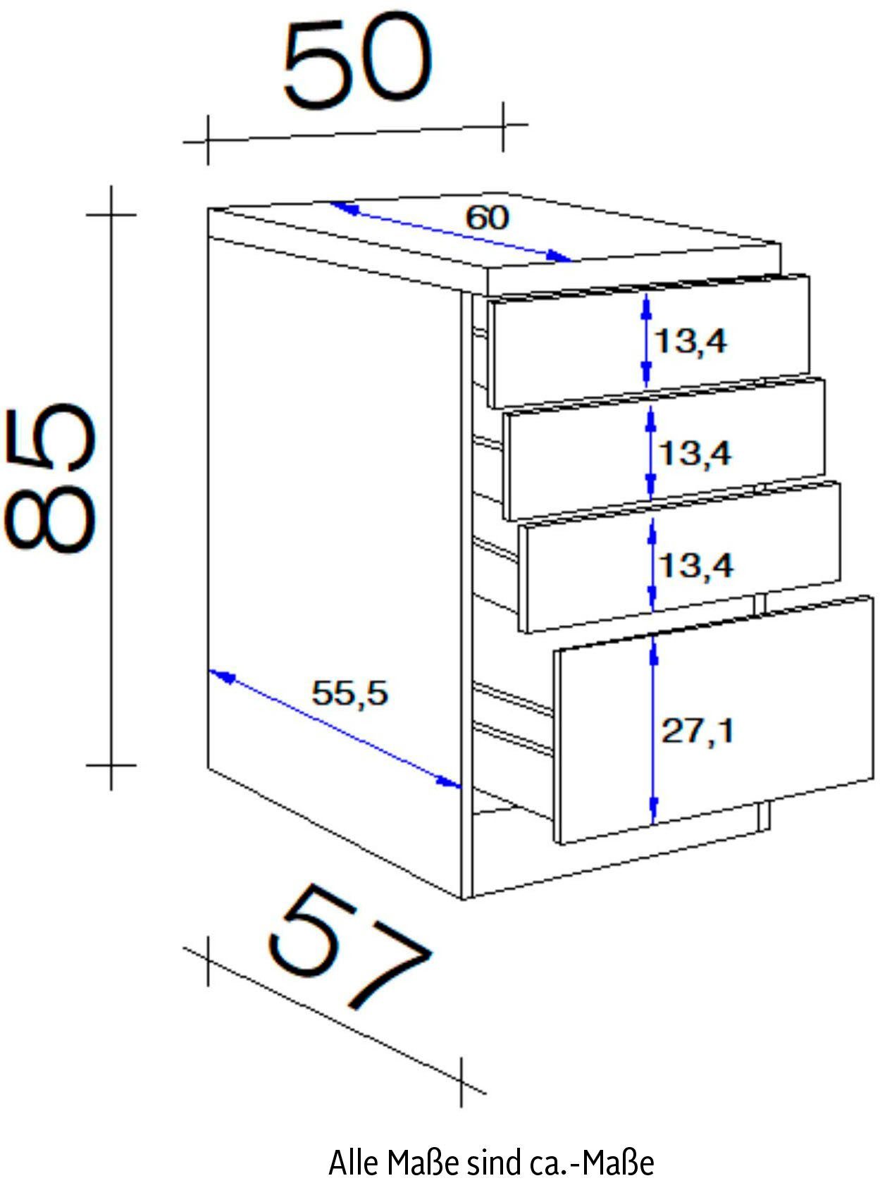 H x mit 85 (B praktischen x Flex-Well Schubkästen Schubkasten-Unterbau x cm, Vintea 60 50 T) x