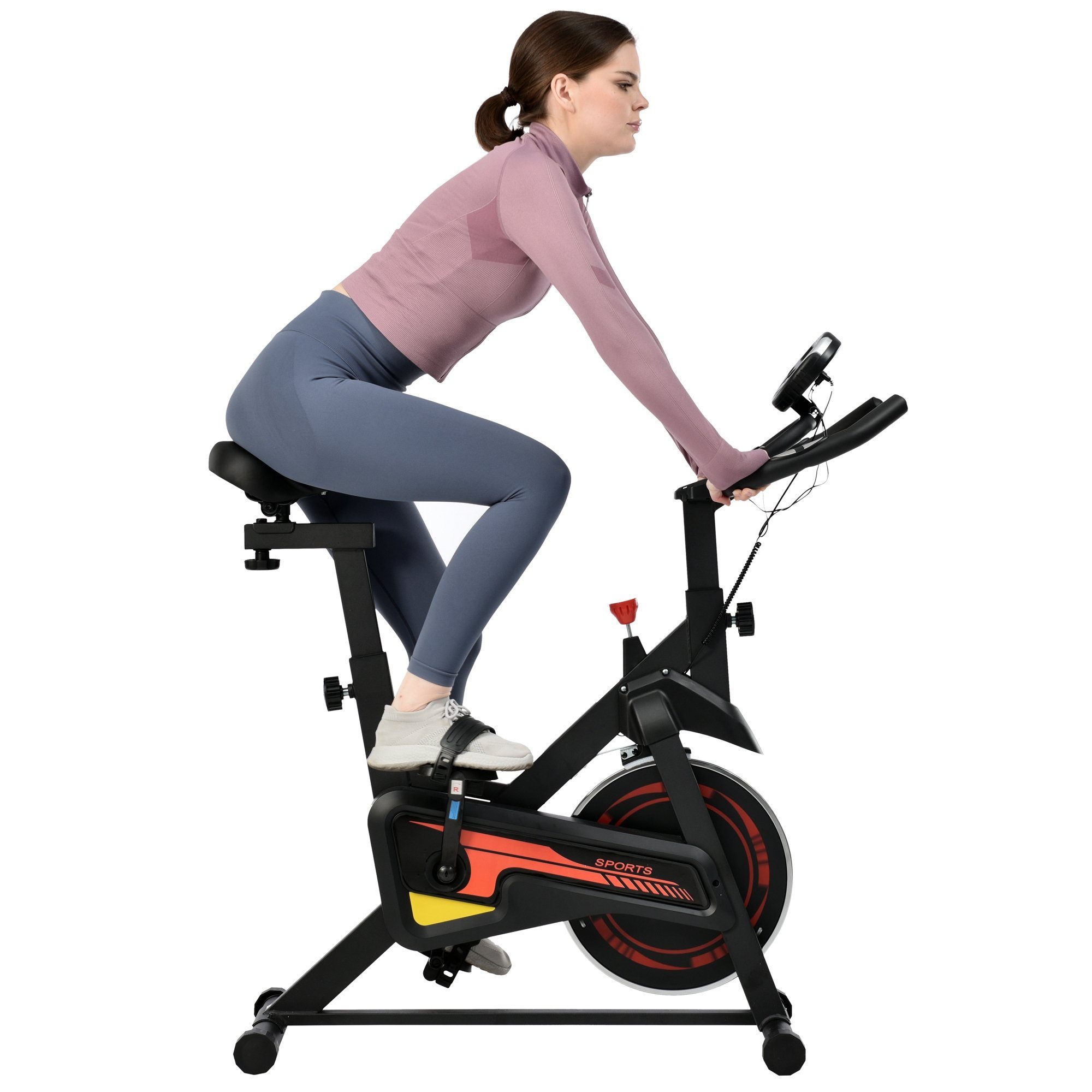 Merax Heimtrainer Speedbike Fitnessfahrrad, verstellbar mit Display und Pulsfrequenz, belastbar bis 120kg