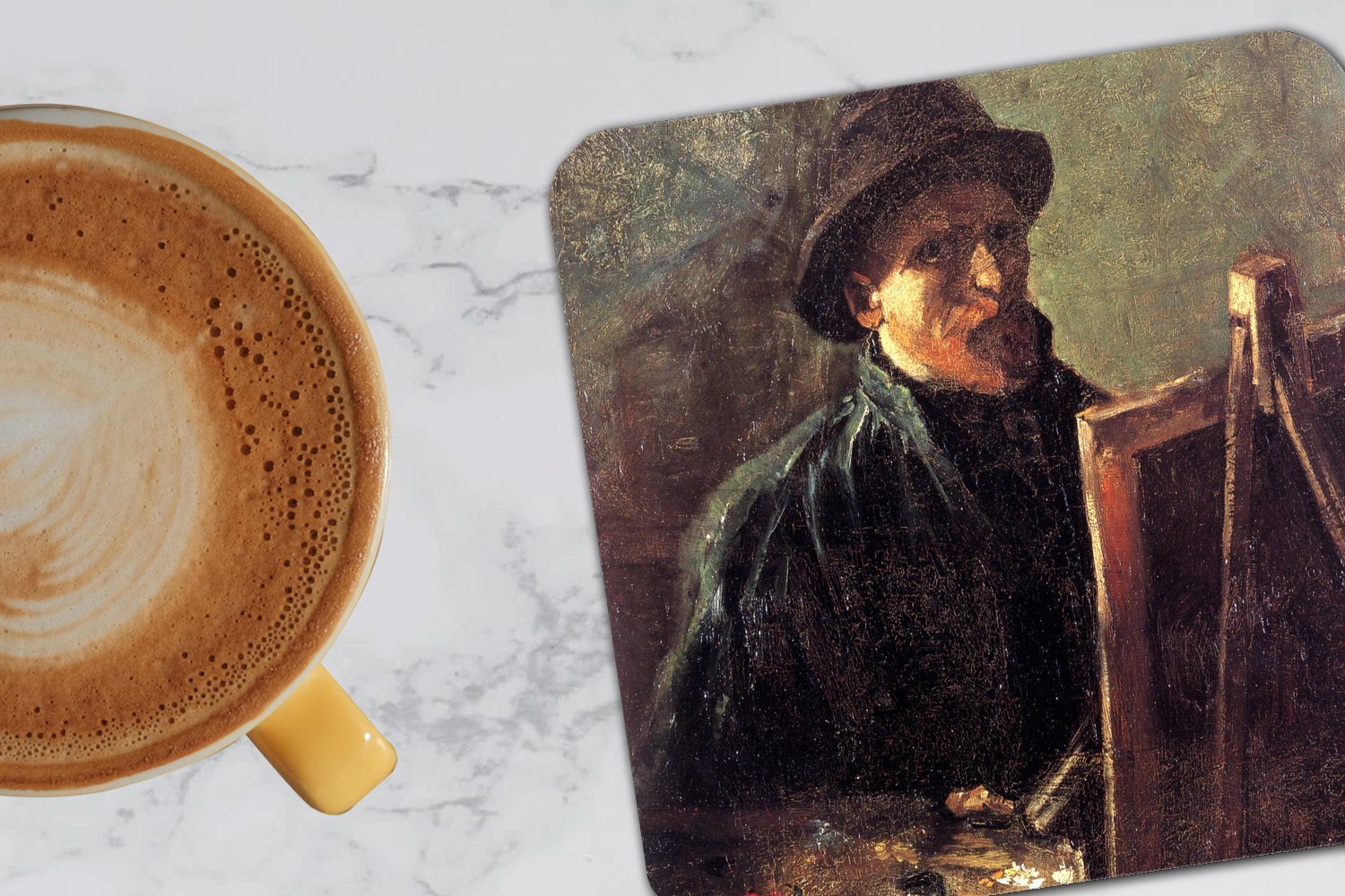 - Zubehör van 6-tlg., Korkuntersetzer, Glasuntersetzer, Tischuntersetzer, Tasse für Vincent als Gogh, Maler Gläser, Untersetzer, Glasuntersetzer Selbstbildnis MuchoWow