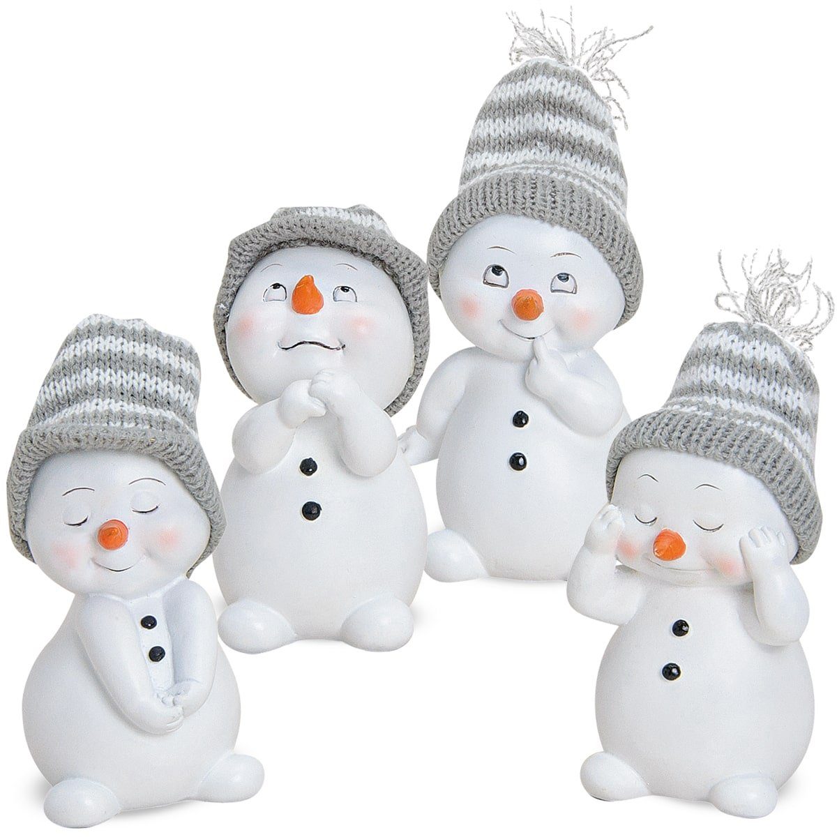 matches21 HOME & HOBBY Dekofigur Schneemann Set Kunststoff je 6x6x11 cm (4 St)