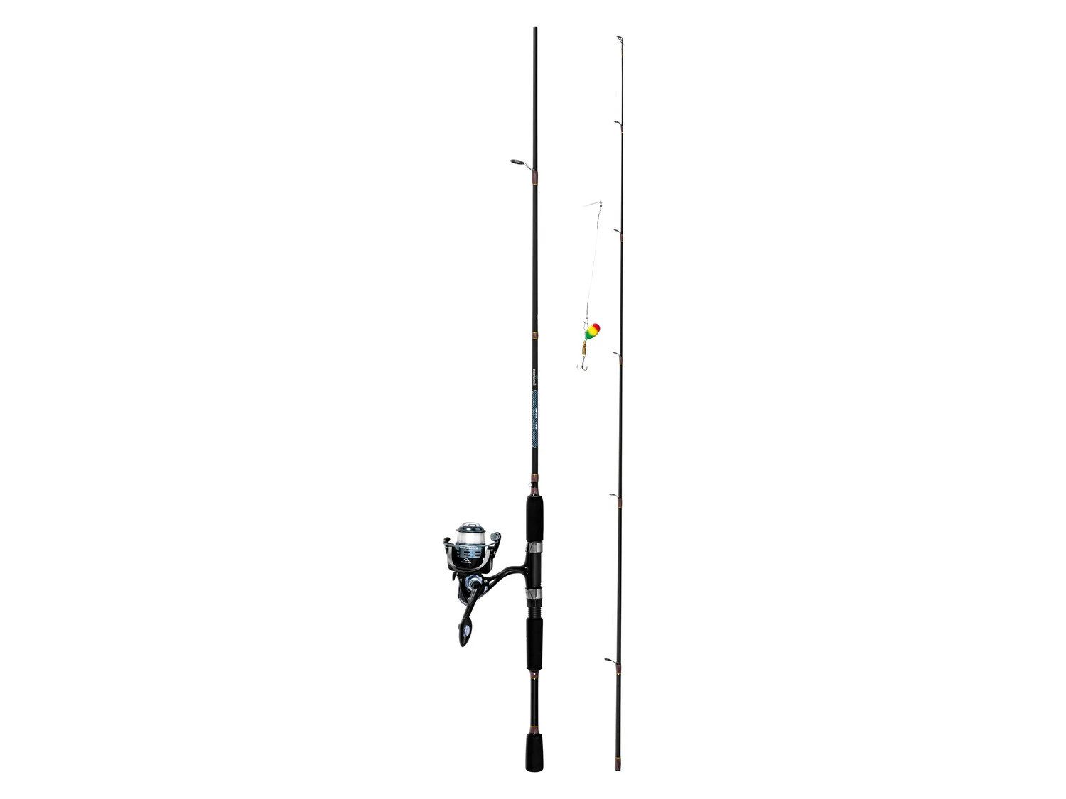 Rocktrail Spinnrute Spin 198cm Carbon Angel Set Spinnrute Rolle Komplettset, (Angelset, Angelset mit Rute Rolle Schnur), Leichtes Spinnangelset mit Rolle
