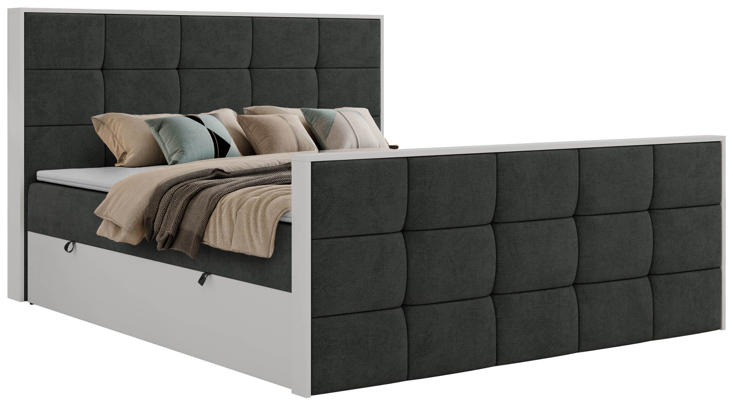 MKS MEBLE Boxbett ALVIT DUO (Set, Bettkästen, Topper T25/Visco, H3/H4, 140-200x200 cm), Doppelbett, Multipocket-Matratzen, Boxspringbett, Kopfteil, Fußteil