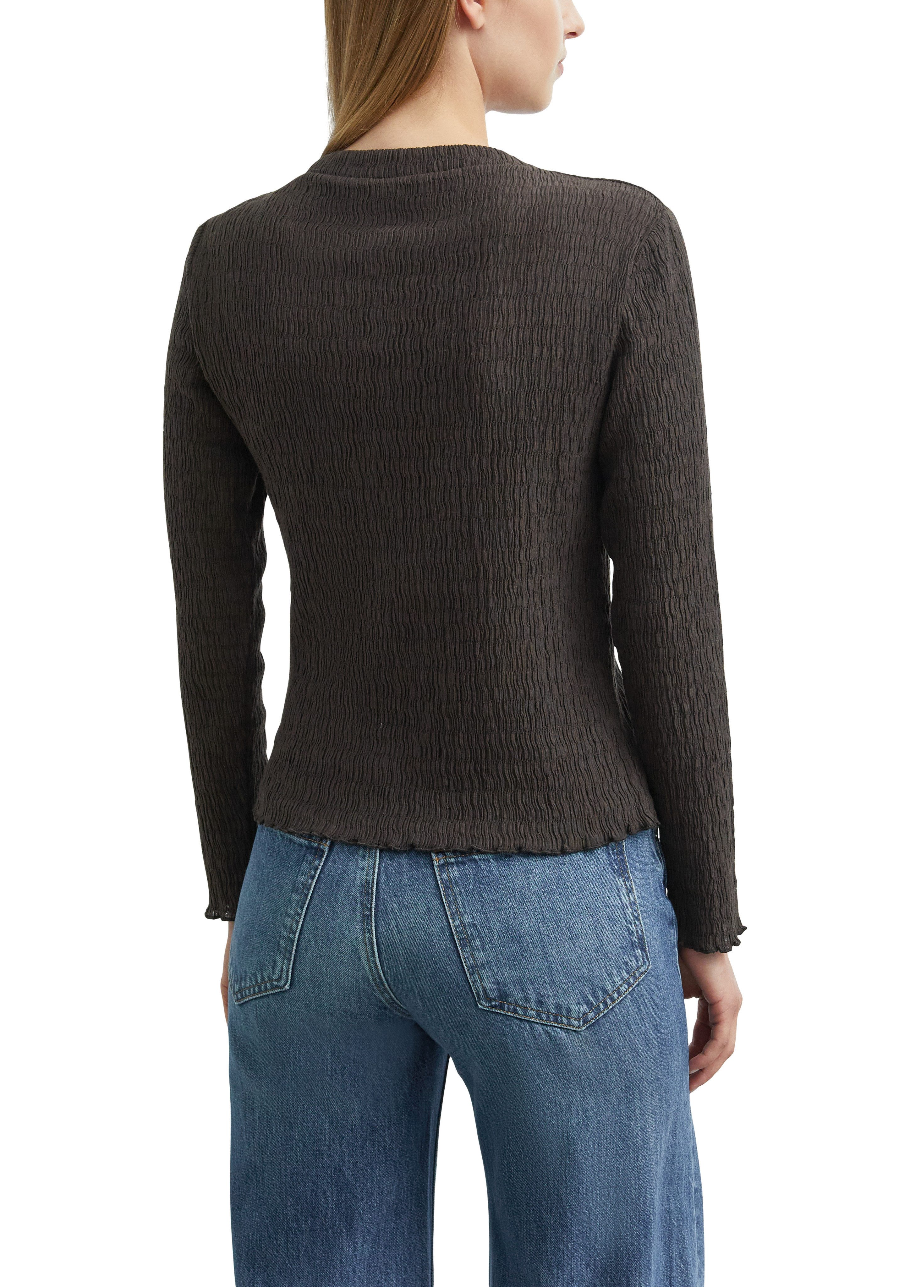 comma Langarmshirt mit Strukturmuster und leichtem Mockneck, Stretch – Bild 2 von 4