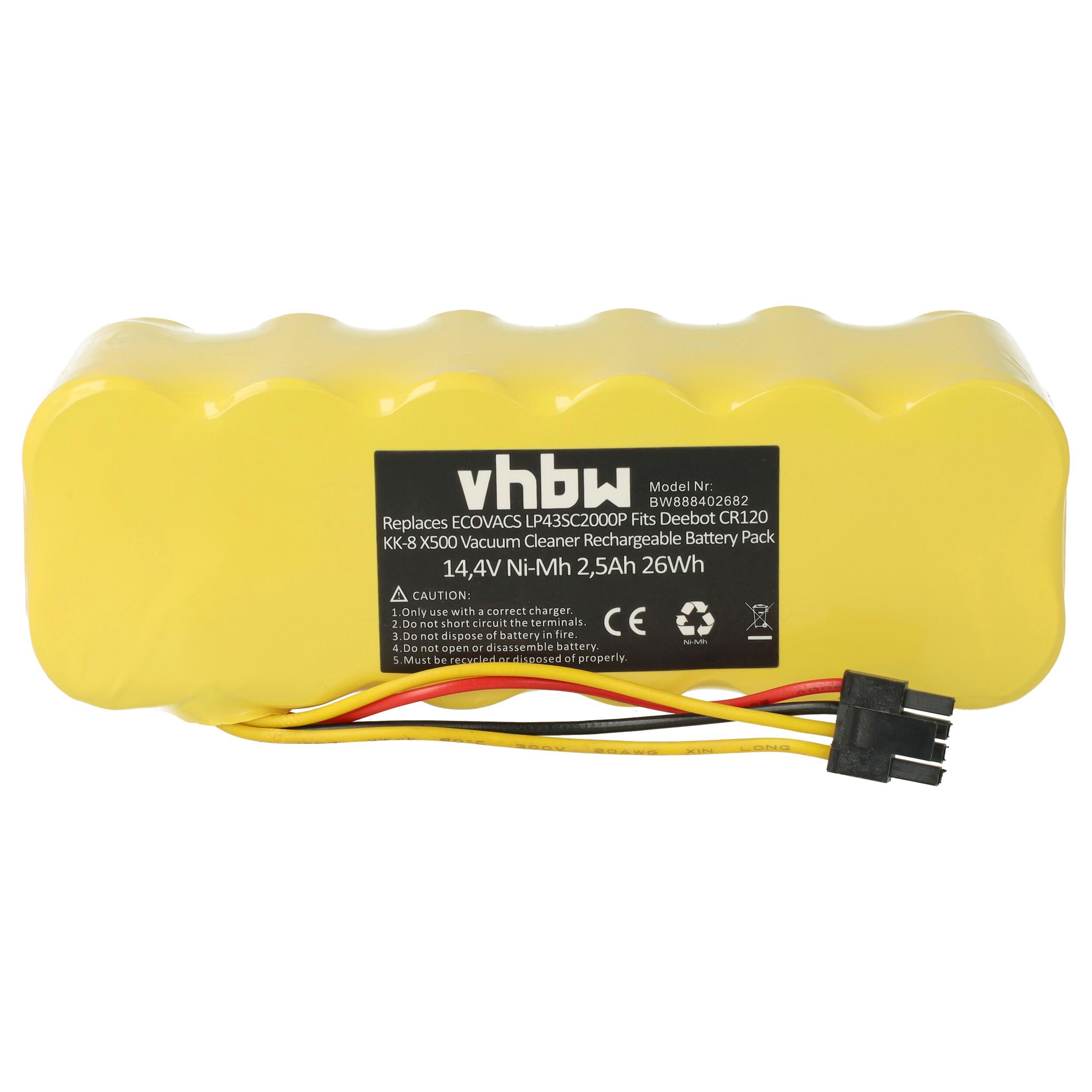 vhbw kompatibel mit Dibea X580, X500, DIBEA KK8, X600 Staubsauger-Akku NiMH 2500 mAh (14,4 V)