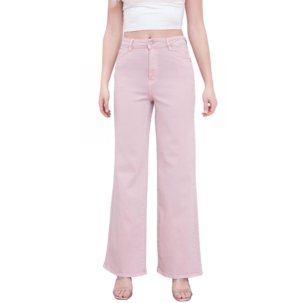 Ital-Design Dad-Jeans Damen Wide Leg Jeans High Waist Casual Denim Hose (92375226) Used-Look Stretch High Waist Jeans in Hellrosa