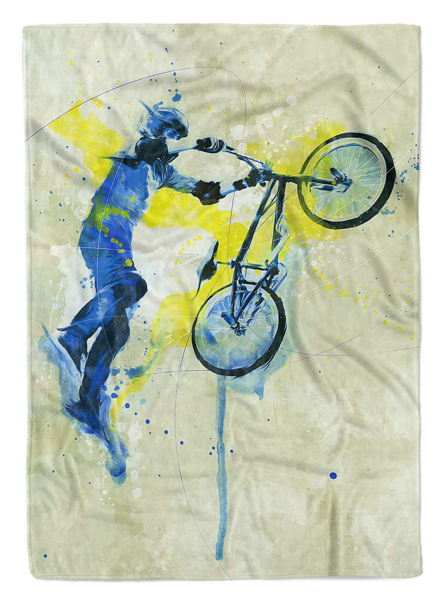 Handtücher SplashArt Sport Handtuch Strandhandtuch Saunatuch Kuscheldecke Kunstvoll BMX Sporthandtuc, Baumwolle-Polyester-Mix (1-St), Handtuch
