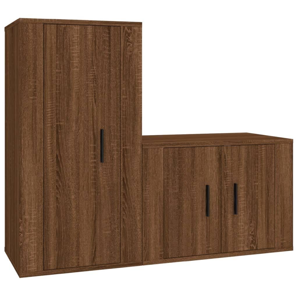 Braune Eichen-Optik vidaXL TV-Schrank-Set TV-Schrank (2-St) Eiche Braun 2-tlg. Holzwerkstoff