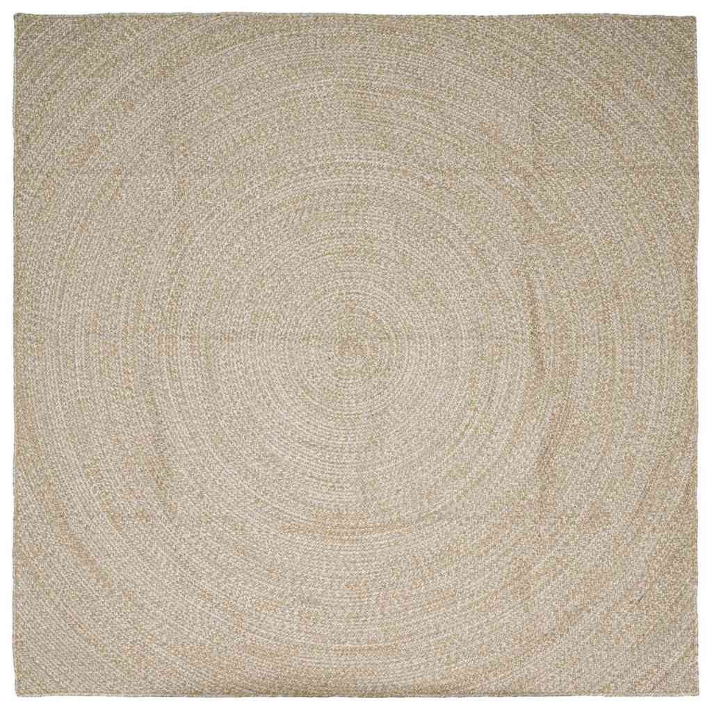 vidaXL Teppich Bereichsteppiche Natürlich und Weiß 200 x 200 cm Jute, Quadratisch
