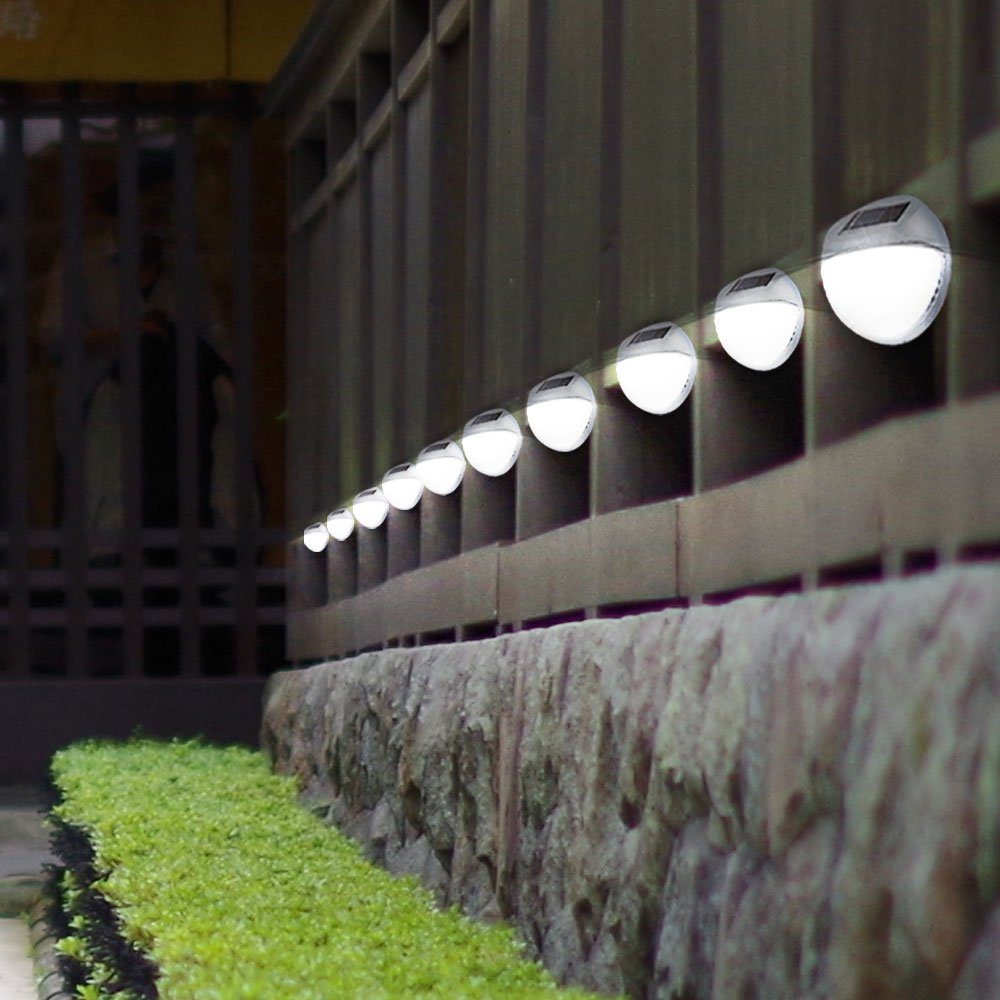 etc-shop Außen-Wandleuchte, LED-Leuchtmittel fest verbaut, 10er Set LED Solar Außen Garten Lampen Zaun Leuchten IP44