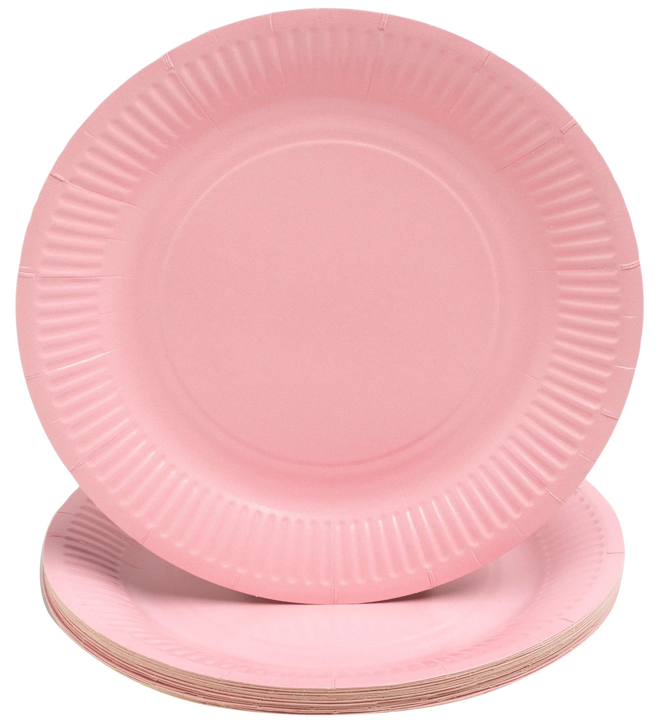 PROnappe Papierdekoration 25x Runde Pappteller, 20 Stück, Ø 23 cm, 100% plastikfrei Rosa 79214I, Nappes